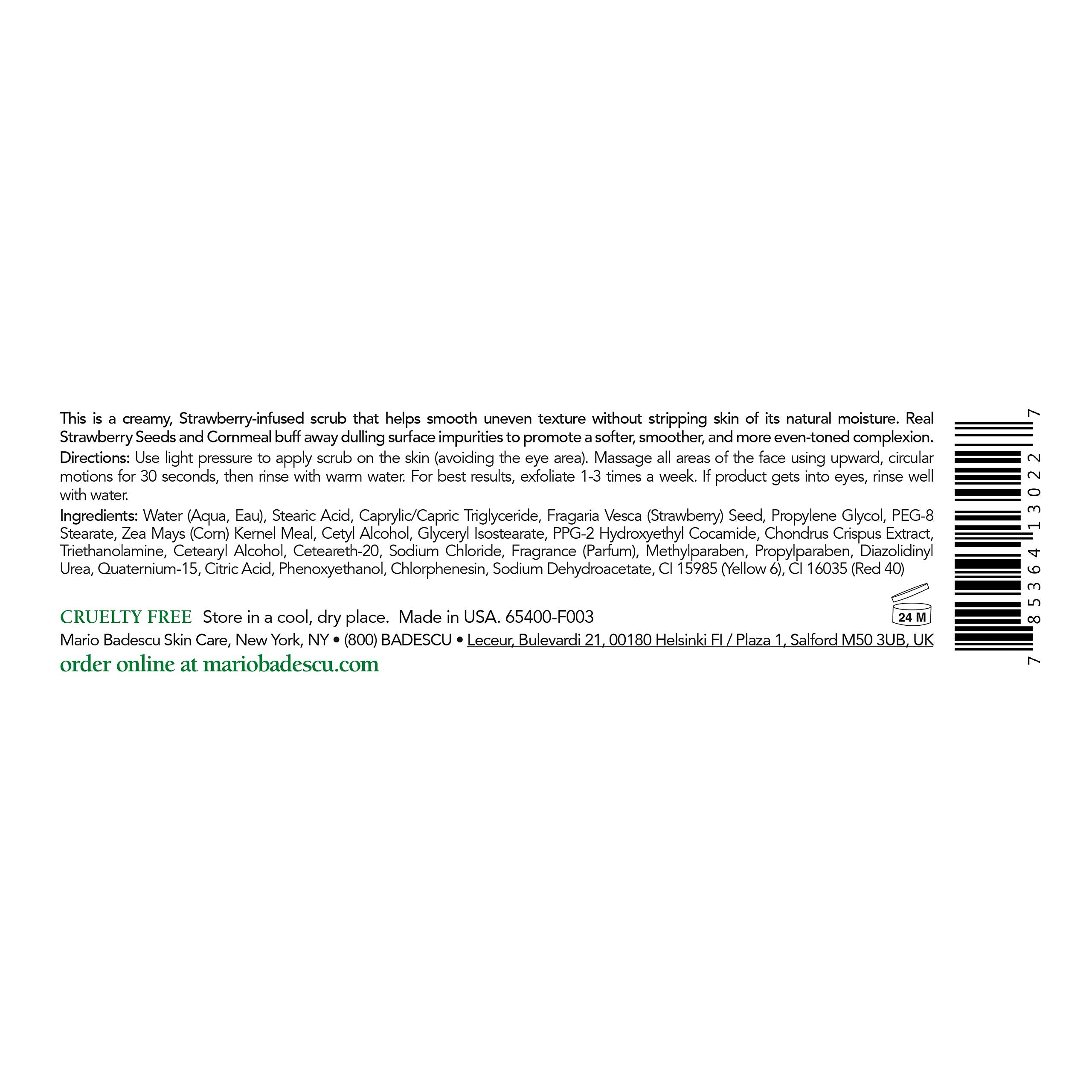 Mario Badescu Strawberry Face Scrub for All Skin Types | Facial Scrub that Refines Dull Skin |Formulated with Strawberry Seed &