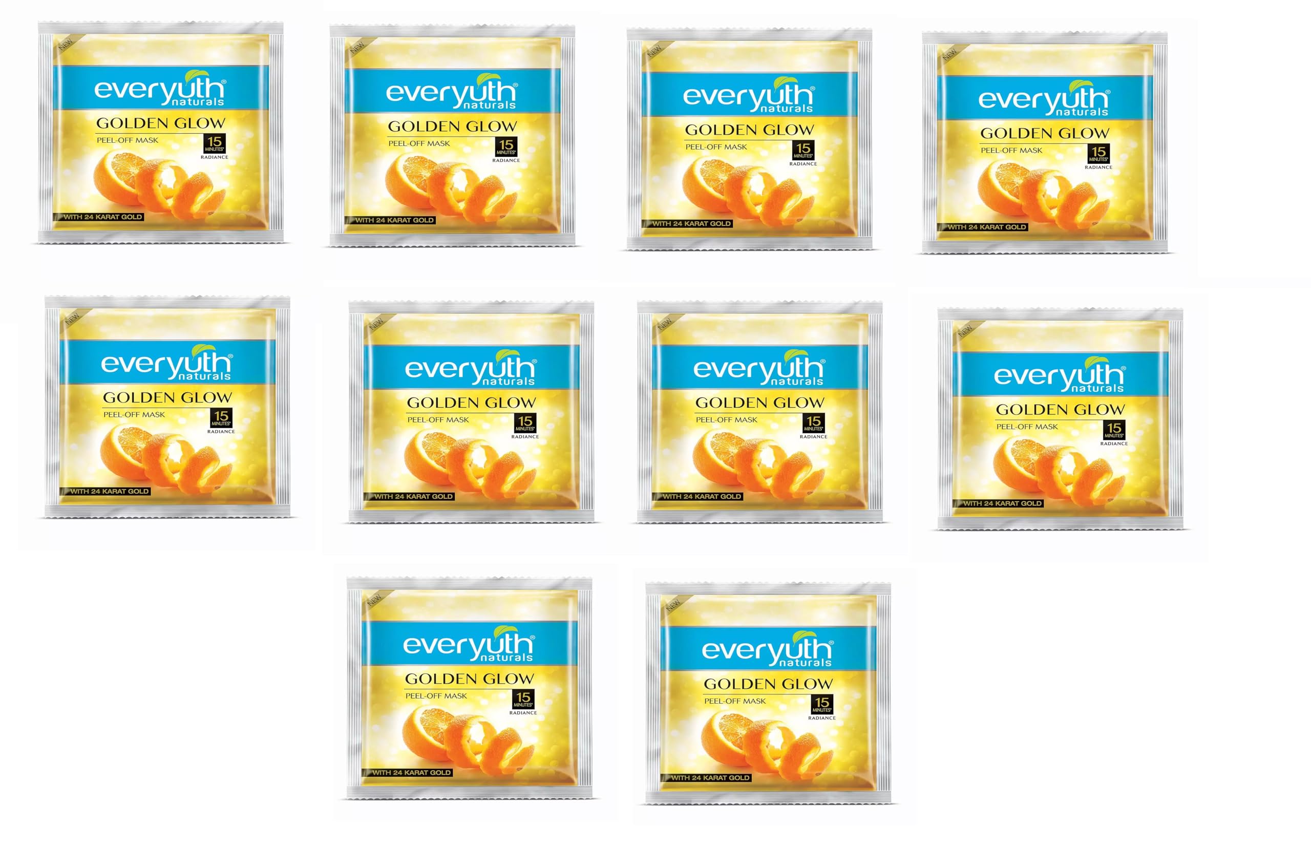 Everyuth Naturals Golden Glow PeelOff Deep Cleansing Mask, 8G Each, Pack Of 10 Pouches (80G)