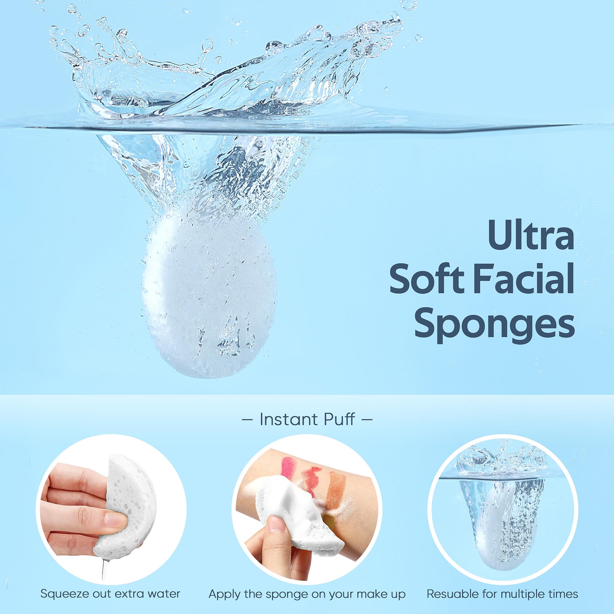 GAINWELL 100PCS Compressed Facial Sponges, Cleansing, for Personal Spa Esthetician Use, White