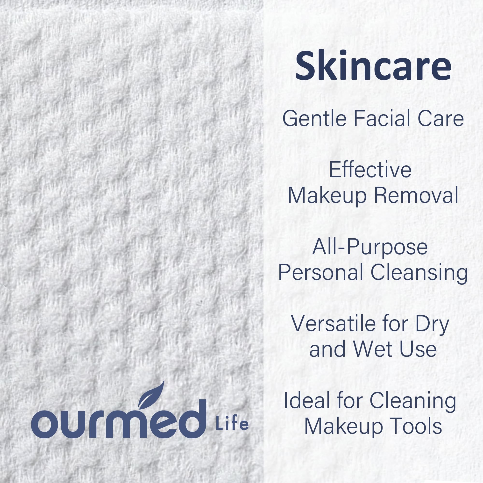 Ourmed Life Face Towels, Disposable Biodegradable Clean Facial Wash Cloth for Sensitive Skin, Lint- free Facial Tissue for Clean