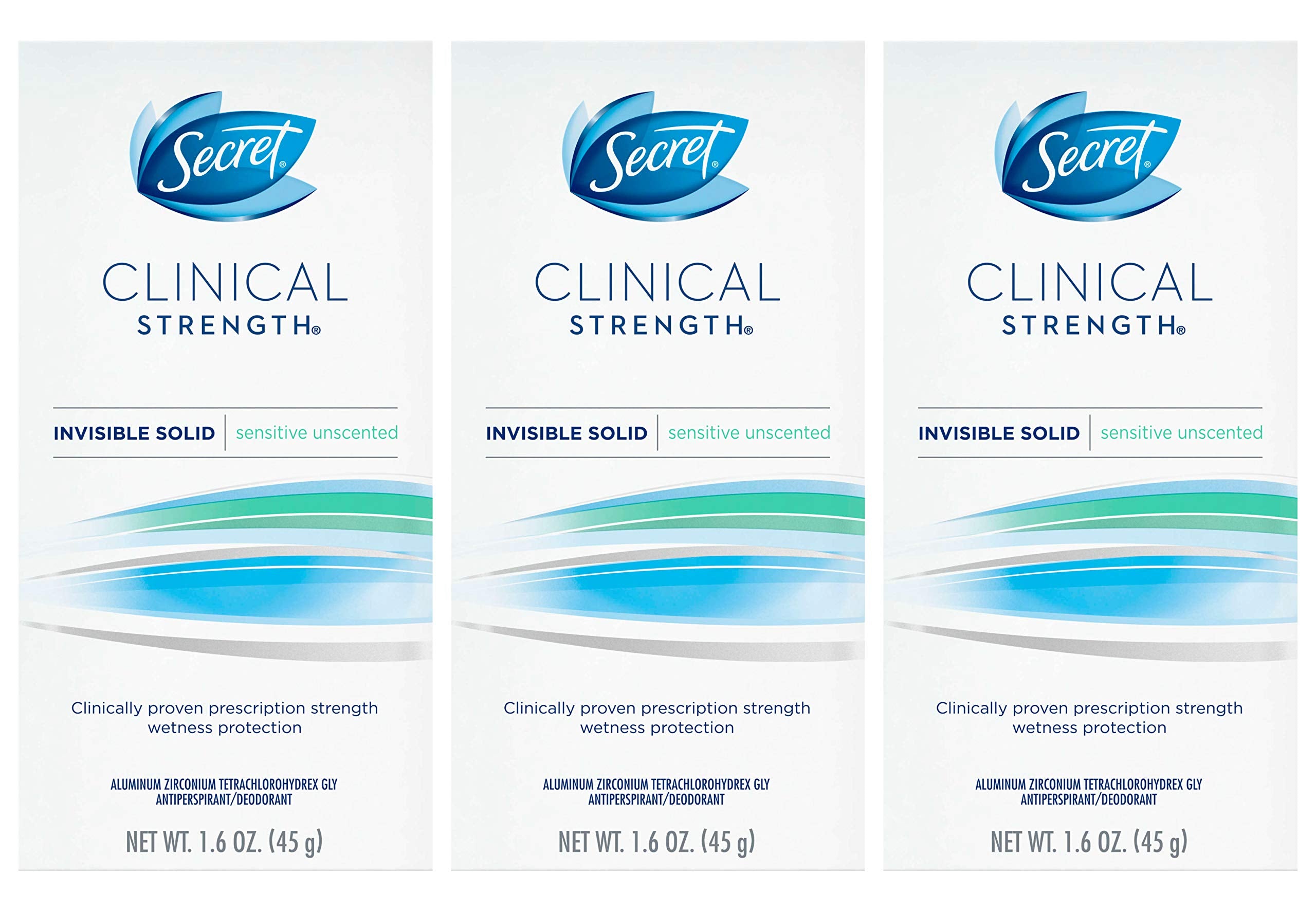 Secret Clinical Strength Soft Solid, Antiperspirant Deodorant for Women, Unscented, Paraben Free - 1.6 Oz / 45g x Pack of 3