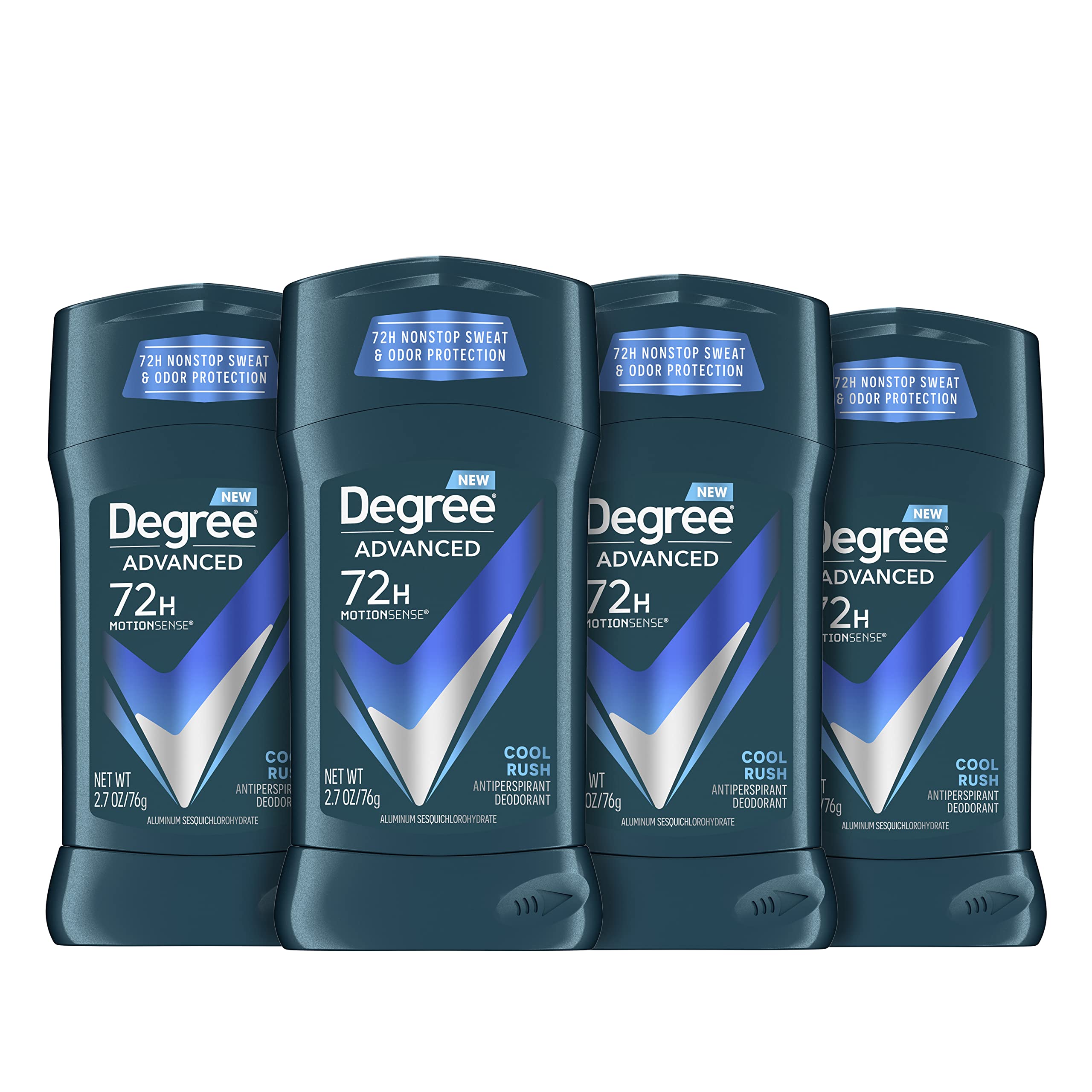 Degree Men Advanced Protection Antiperspirant Deodorant Cool Rush 4 count 72-Hour Sweat and Odor Protection Antiperspirant For M