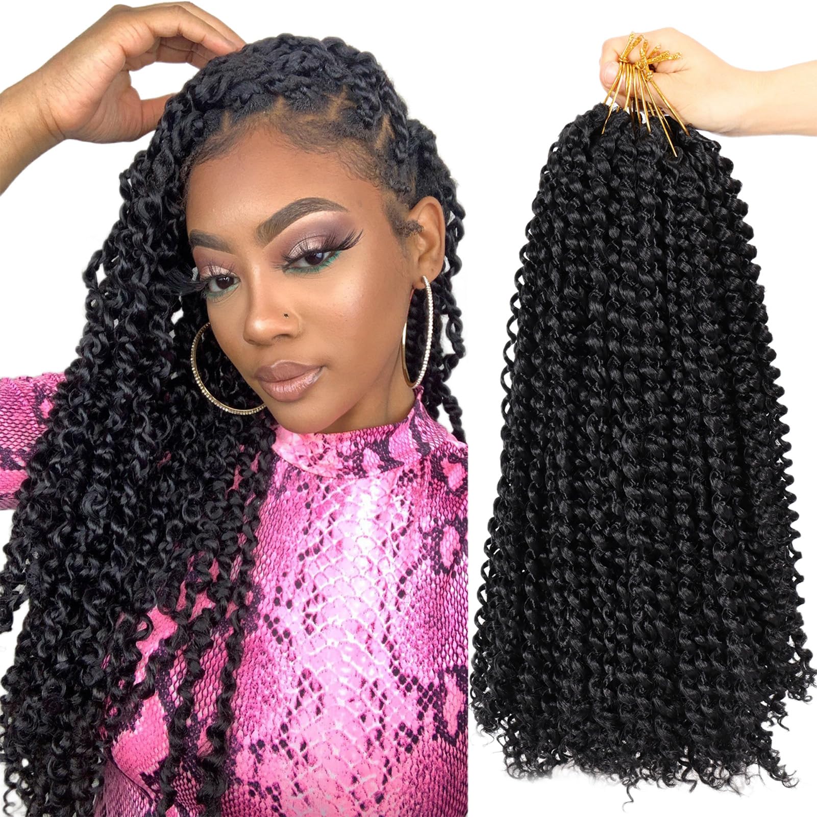 Dorsanee Passion Twist Hair 16 Inch 7 Packs Water Wave Crochet Hair Long Bohemian Curly Braiding Hair For Butterfly Locs, Faux L