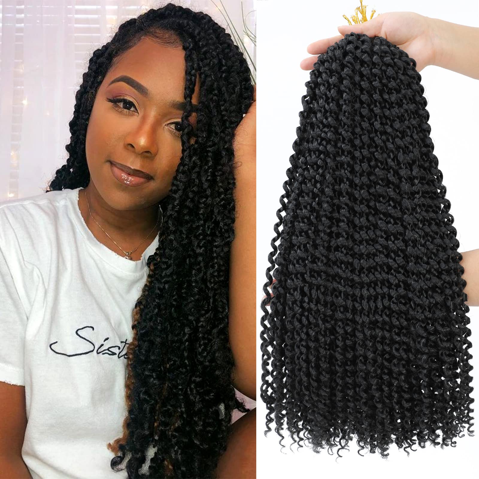 Dansama 7 Packs Passion Twist Hair Water Wave Braiding Hair For Butterfly Style Crochet Braids Bohemian Hair Extensions (18Inch
