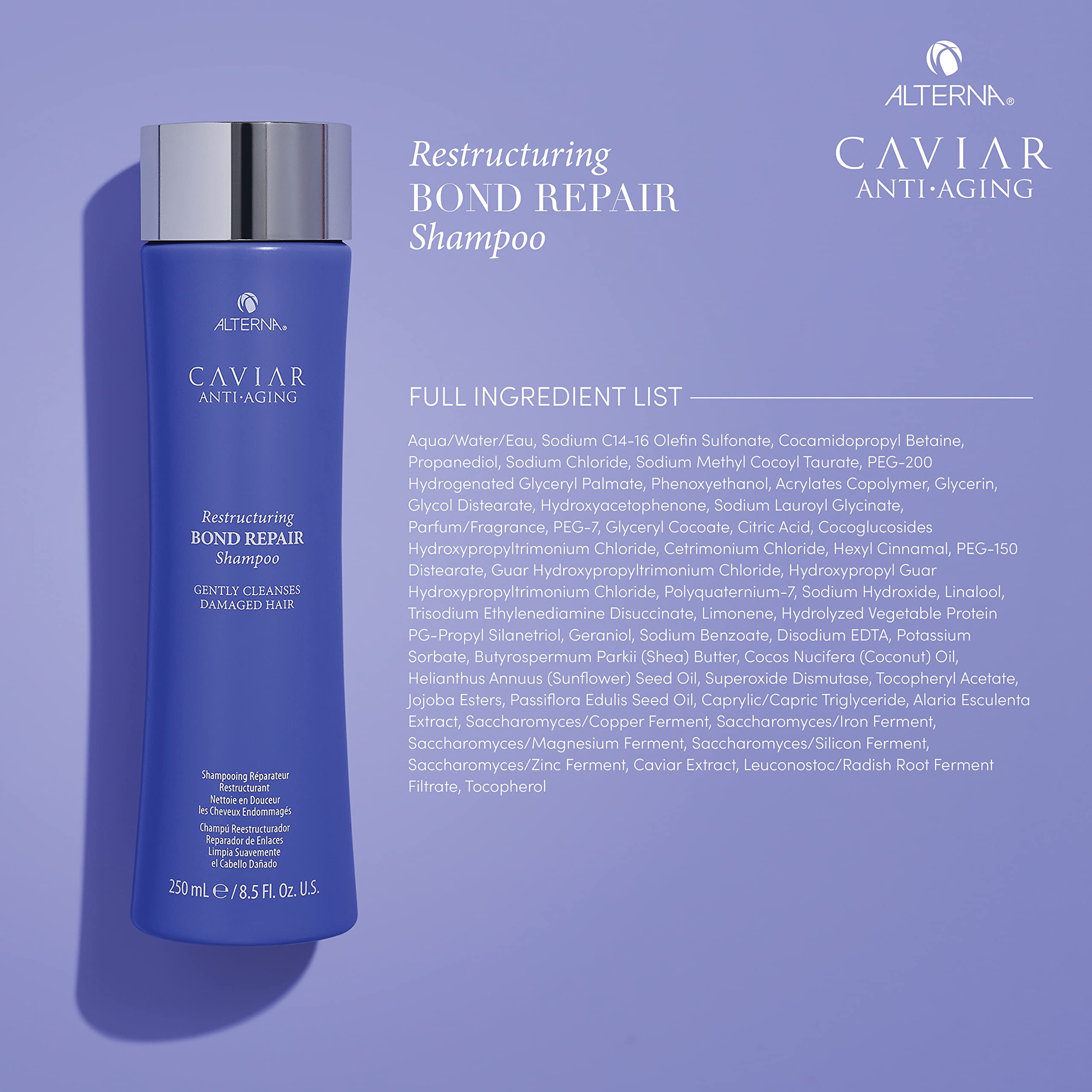 CAVIAR Anti-Aging Restructuring Bond Repair Shampoo 33.8 Fl Oz | For Brittle, Damaged and Split Ends | Repairs, Strengthens & Pr