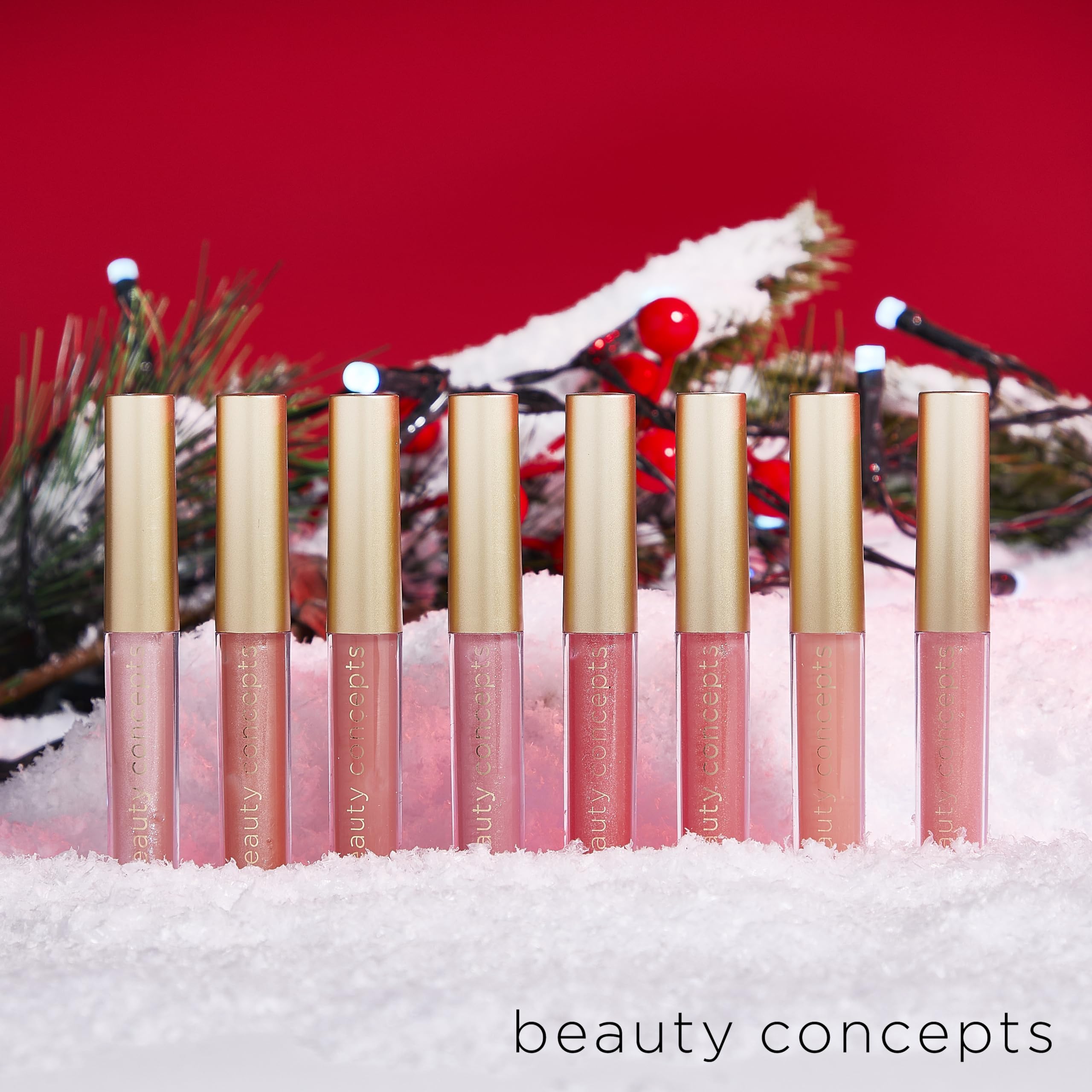 Beauty Concept 15-Piece Lip Gloss Set - Radiant Lips With Glossy Heavy Embossing, Shiny Gold Foil Stamping - 0.7 Fl Oz Each In P