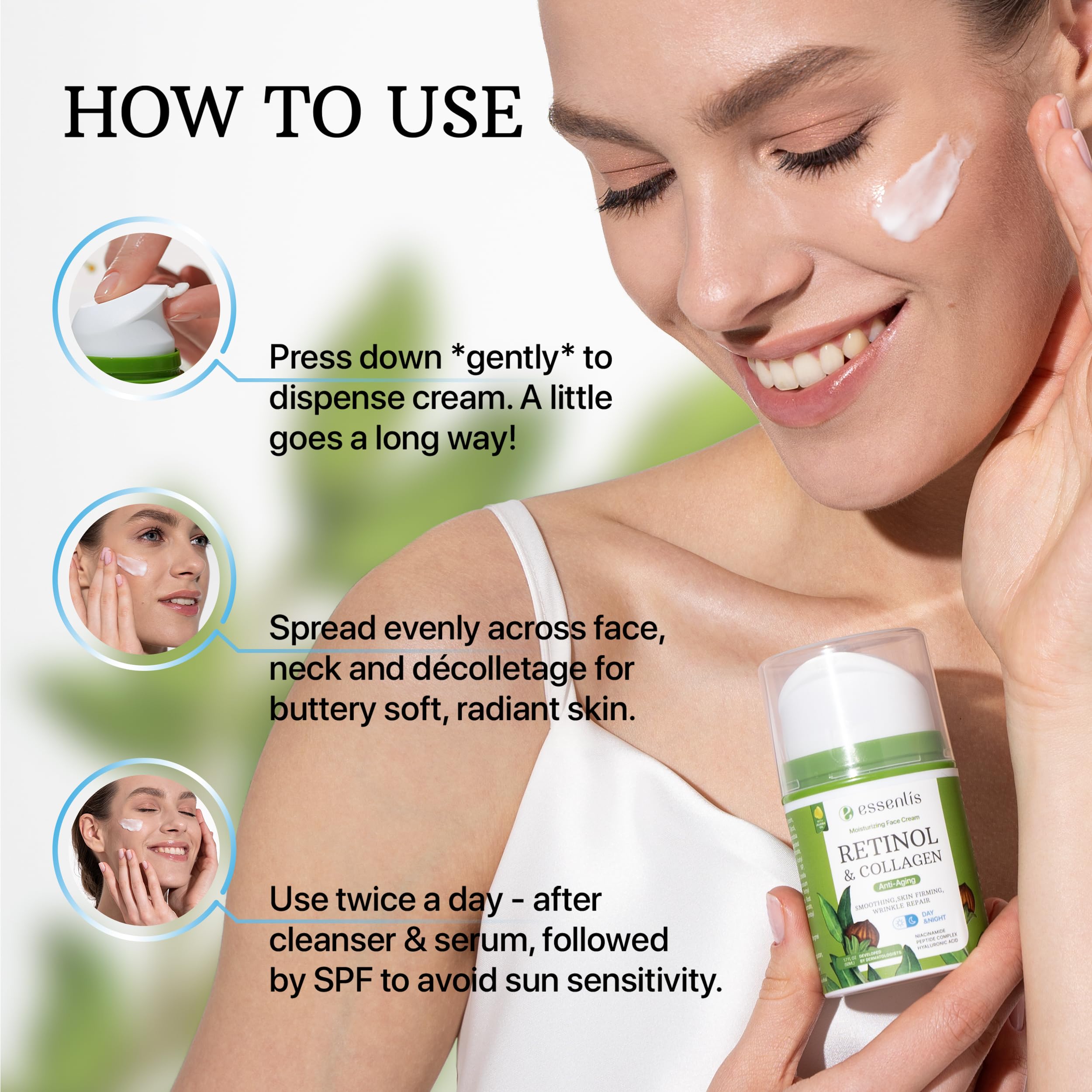 Retinol Cream for Face, Day and Night Anti Aging Face Cream, Anti Wrinkle Collagen Moisturizer for Face with Niacinamide and Pep
