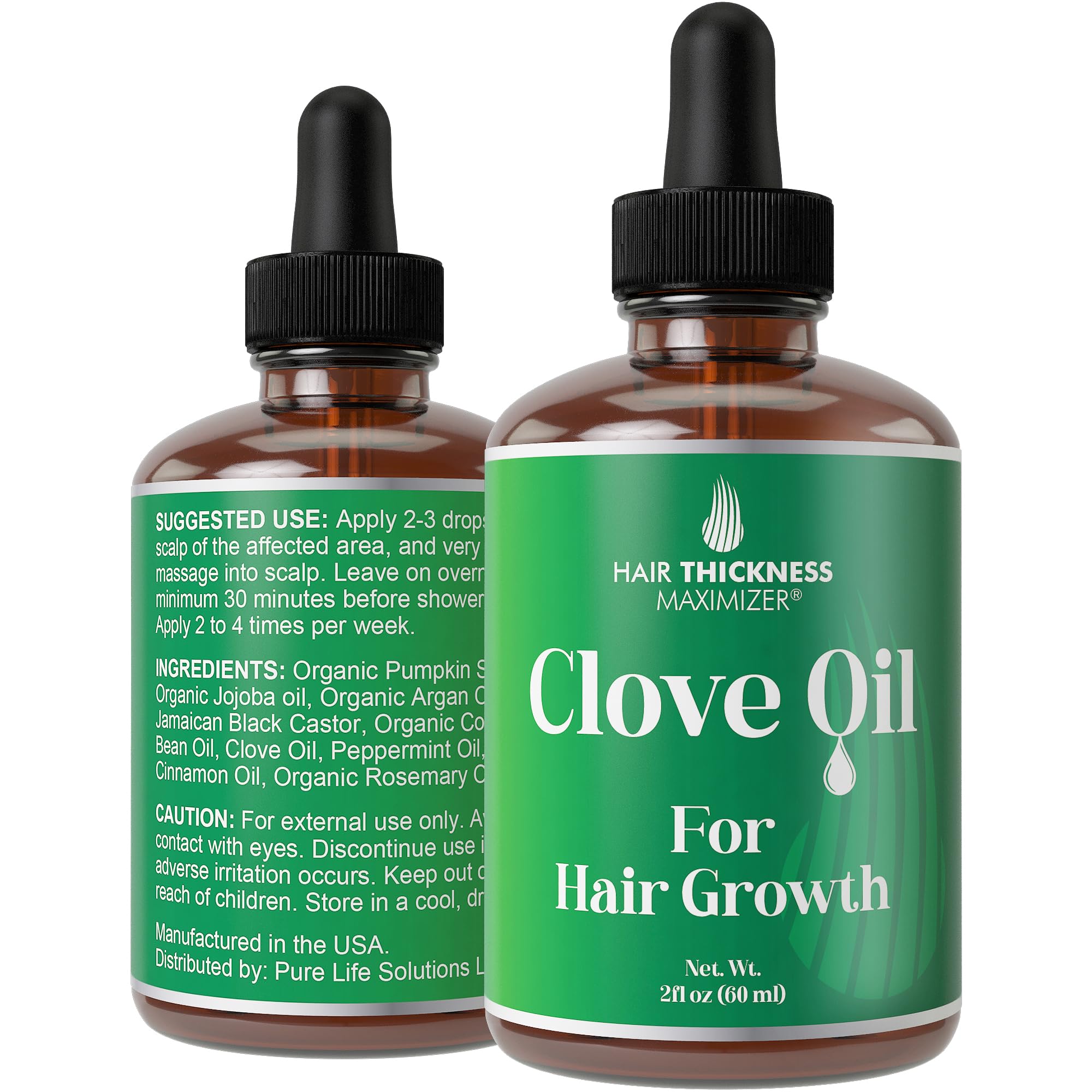 Clove, Rosemary, Peppermint & Jamaican Black Castor Oil Serum - Vegan Hair Growth Treatment for Thickening, Moisturizing & Stren