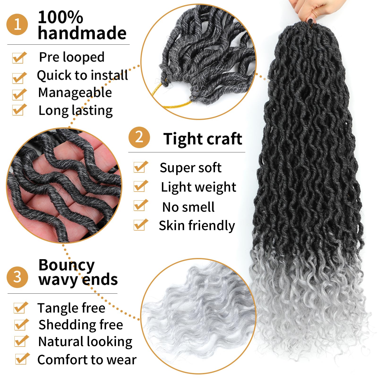Goddess Locs Crochet Hair 24 Inch 6 Packs Faux Locs With Curly Ends Pre Looped Faux Locs Crochet Hair For Black Women River Godd
