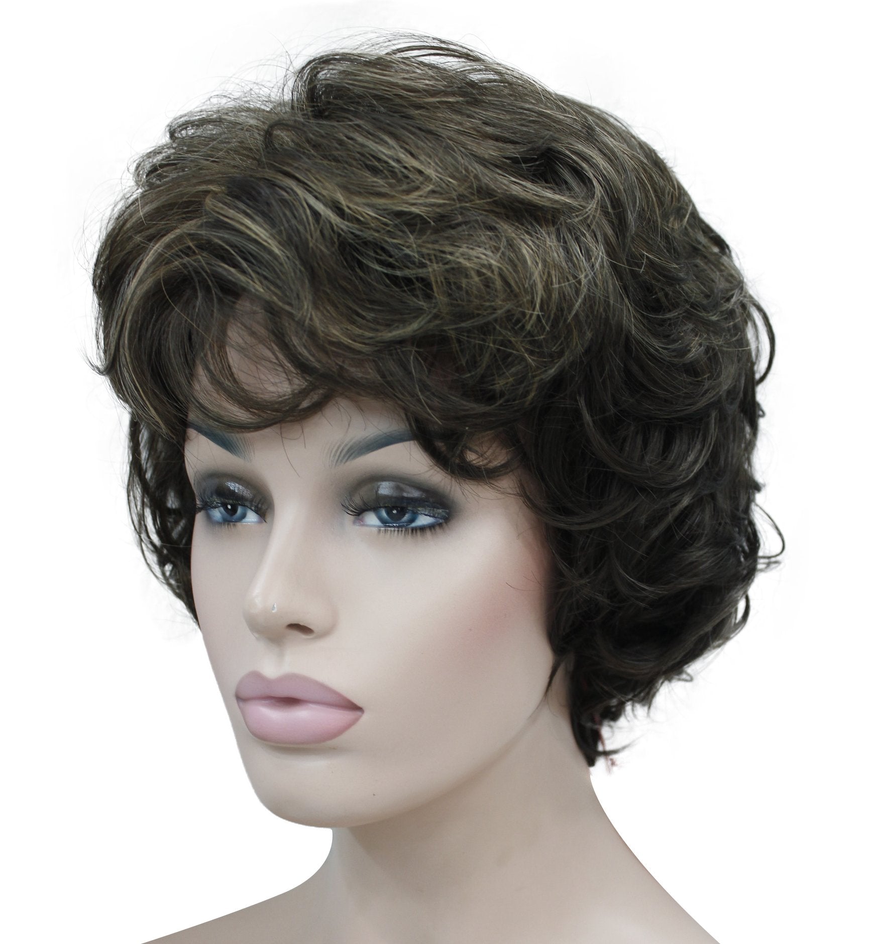 Lydell Women'S Short Curly Wavy Wig Synthetic Hair Full Wig 6 Inches (8Tt124)