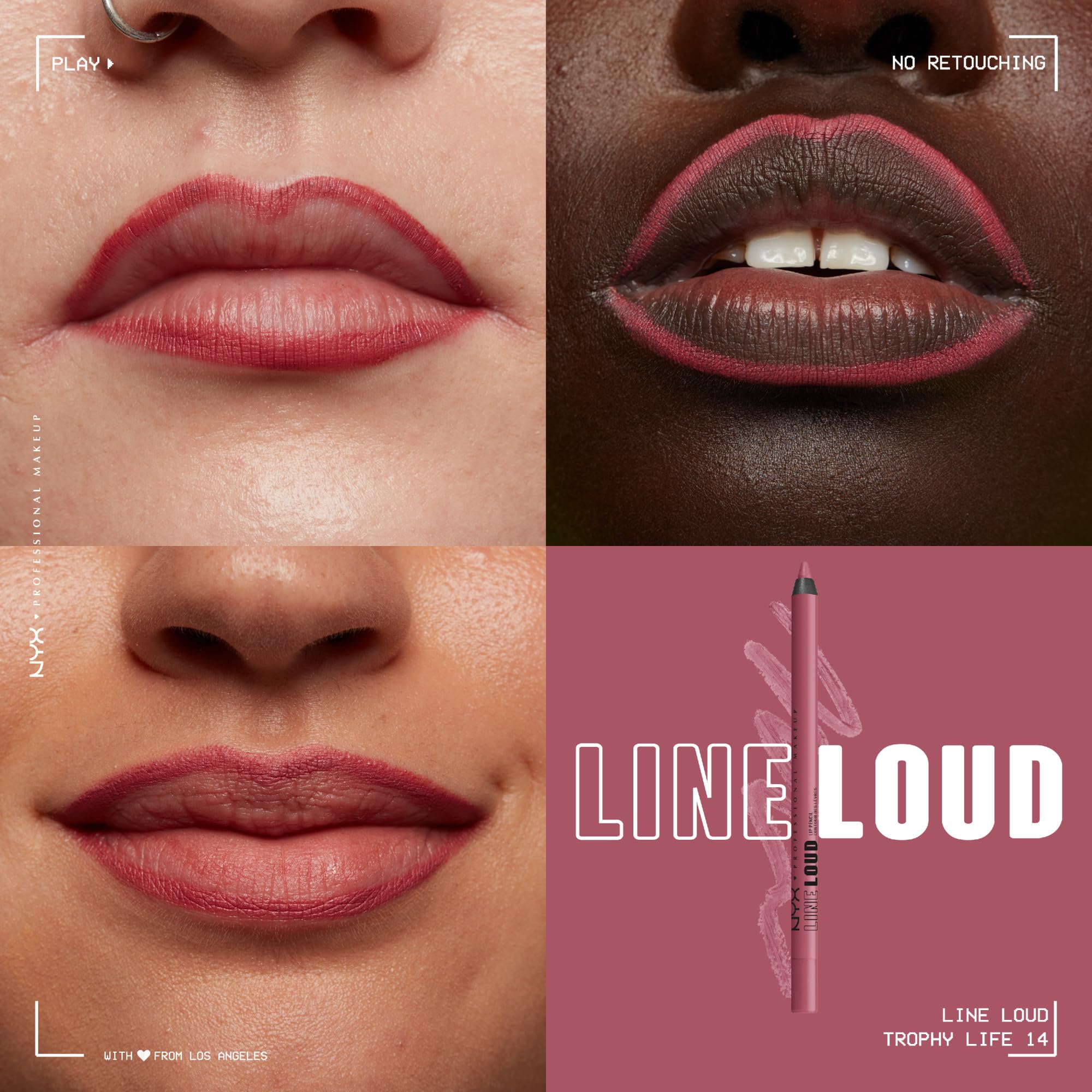 NYX PROFESSIONAL MAKEUP Line Loud Lip Liner, Longwear and Pigmented Lip Pencil with Jojoba Oil  Vitamin E - Trophy Life (Mauve P