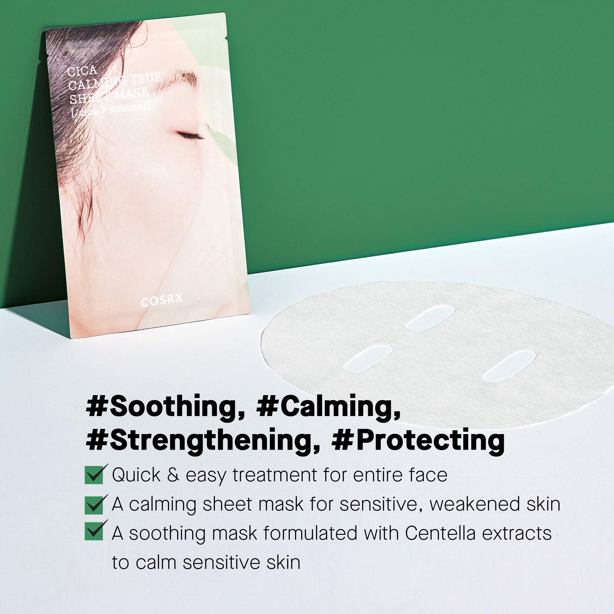 Cosrx Cica Calming True Sheet Mask, 21Ml/0.71 Fl.Oz, Centella Face Mask With Centella Asiatica, Lightweight Finish, Parabens Fre