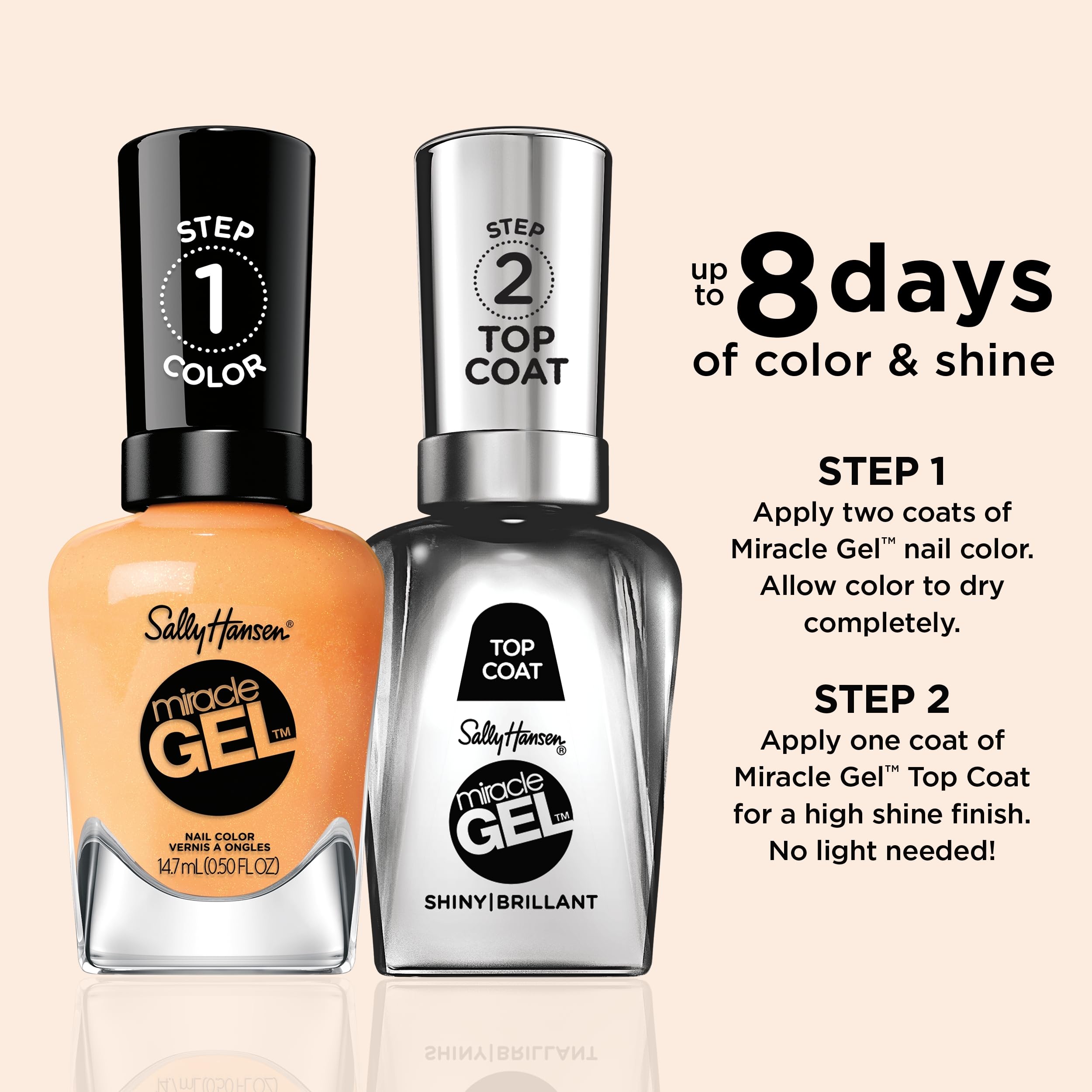 Sally Hansen Miracle Gel, On The Horizon, Long Lasting, Gel-Like Formula, No Uv Lamp Needed, Orange Nail Polish