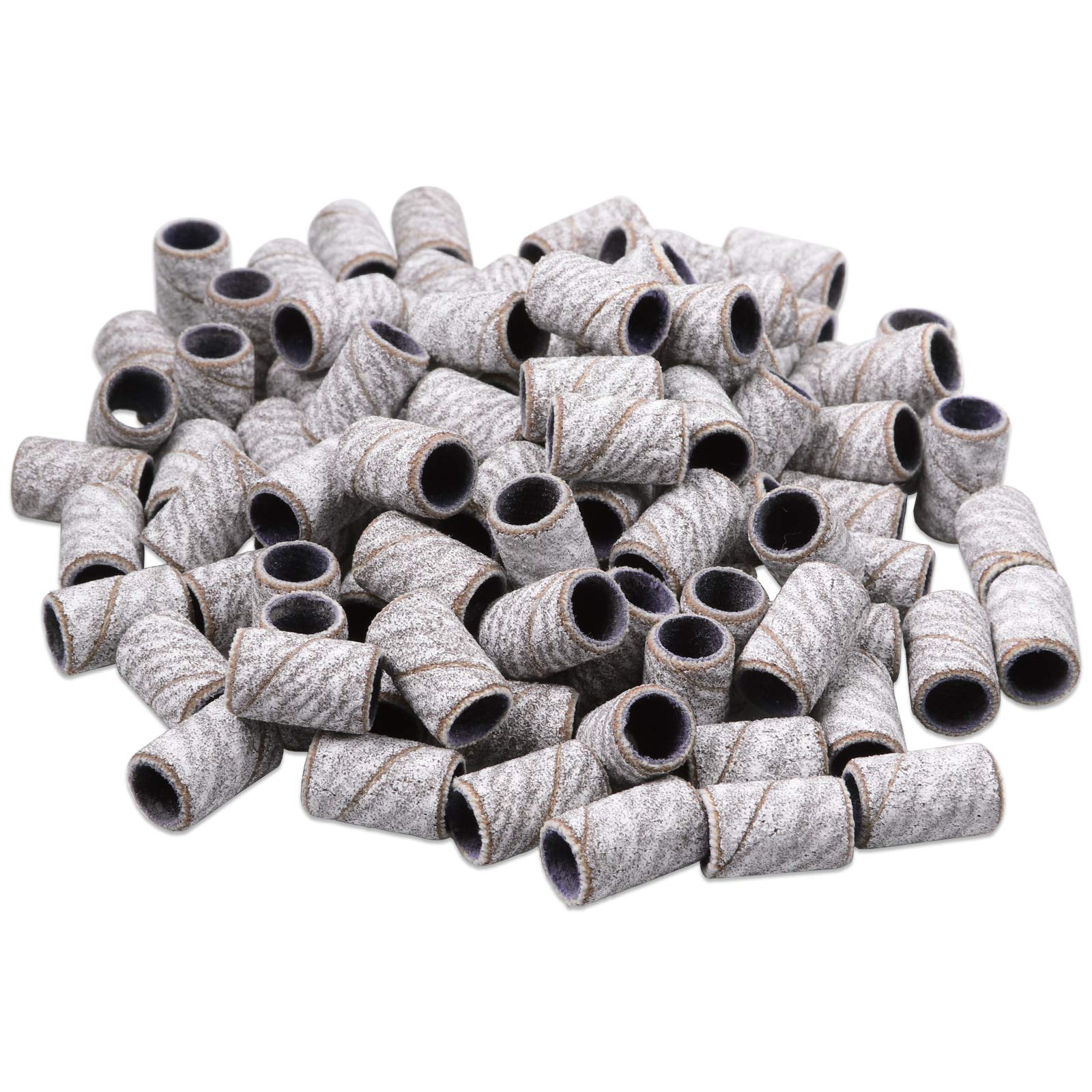 100 Pcs Large Zebra Nail Drill Bits Sanding Bands For Nail Drill 120 Coarse Grit - Nail File For Acrylic Nail Gel Manicures Pedi