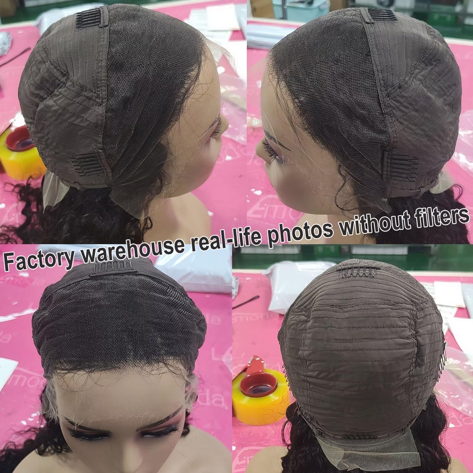 Lemoda 12A 250% Density Skinlike Real Hd Lace Water Wave 13X4 Full Lace Frontal Wigs Deep Wave Virgin Human Hair Invisible 0.1Mm