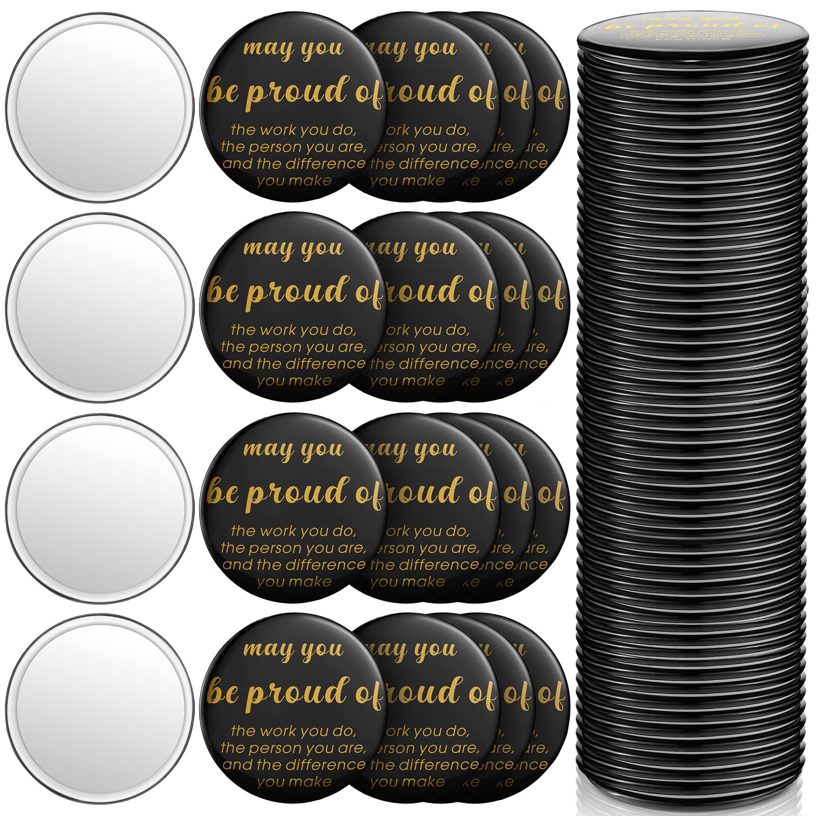 2.76 Inch 36 Pcs Inspirational Compact Mirror Bulk Gifts for Women Mini Pocket Mirror Small Employee Round Makeup for Christmas 