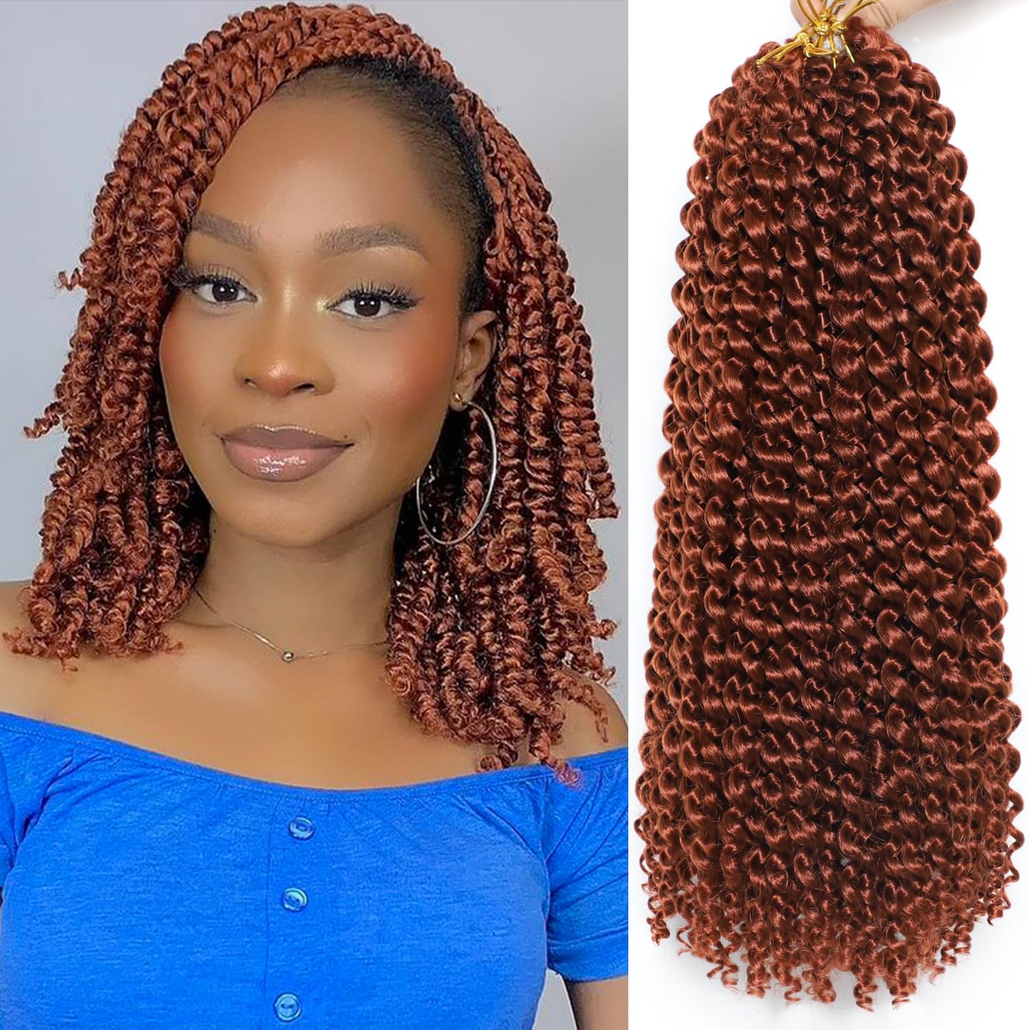 Ginger Passion Twist Hair 14 Inch Copper Red Passion Twist Hair Water Wave Crochet Hair 8 Packs Ginger Orange Braiding Hair 16 S