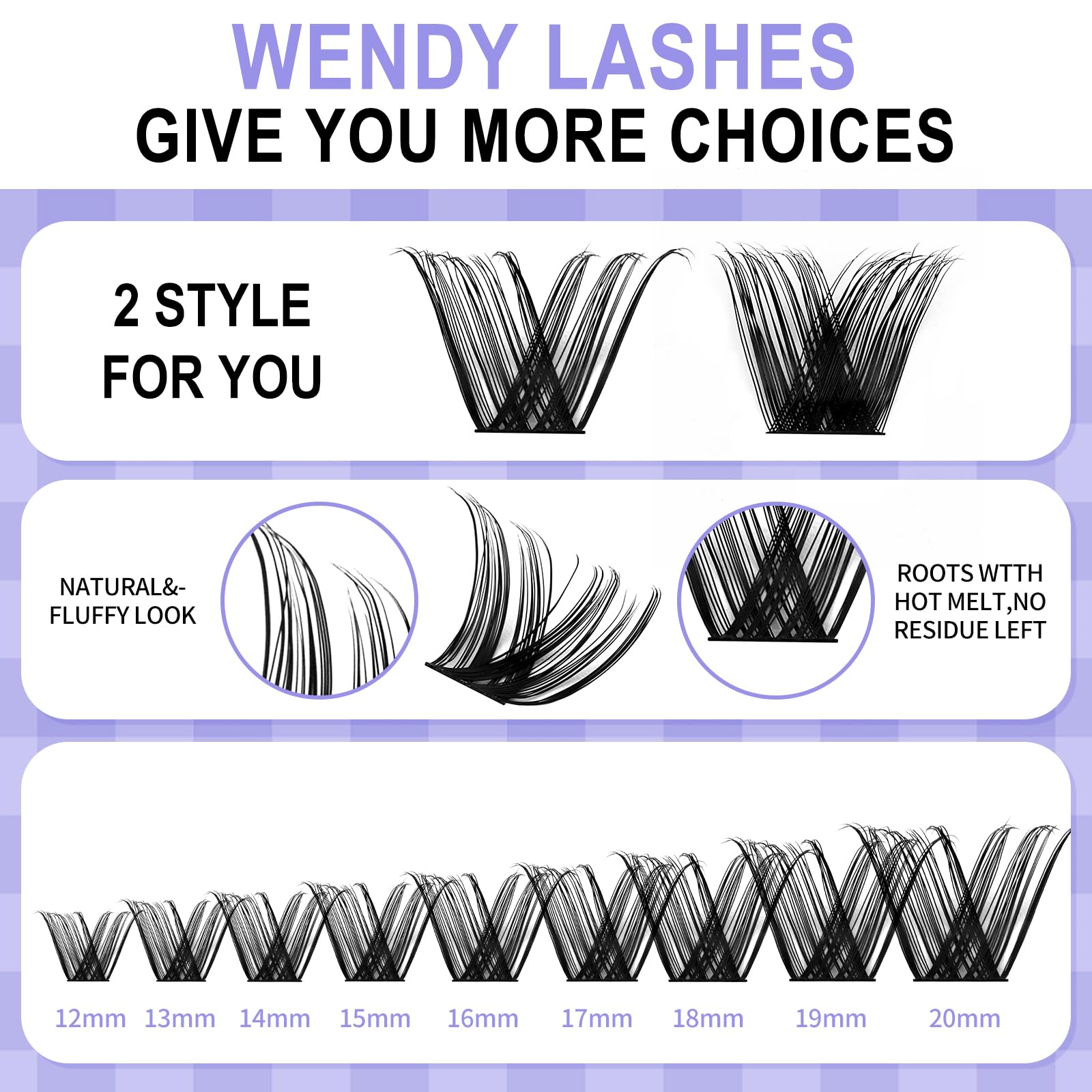 WENDY LASHES DIY Lash Extension Kit - C/D Curl Individual Lashes, 12-16mm, Strong Hold Waterproof Bond & Seal, Black Tweezers