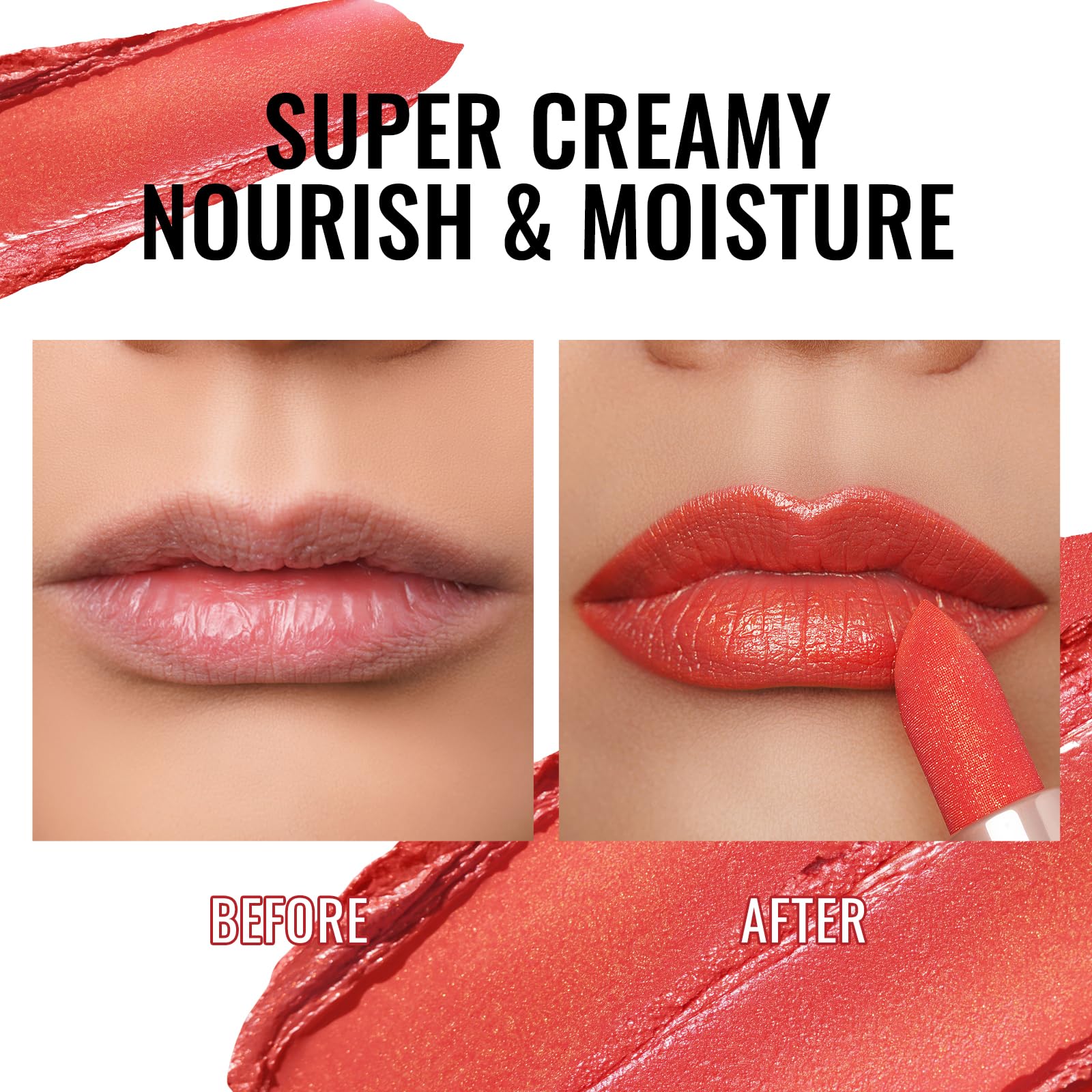 Oulac Moisturizing Coral Lipstick for Women Tinted Lip Balm Infused with Sodium Hyaluronate Acid, Lightweight Lip Makeup, Vegan