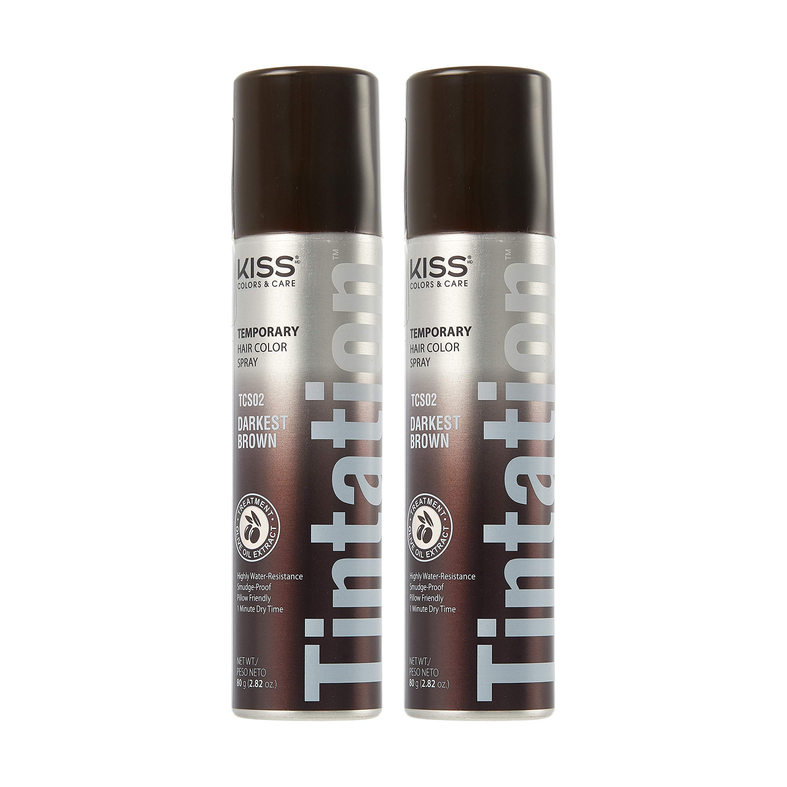 Kiss Root Cover Up Gray Concealer Spray Tintation Temporary Hair Color Spray Root Touch Up Spray Hair Dye 2.82 oz. 2 PACK (Dark