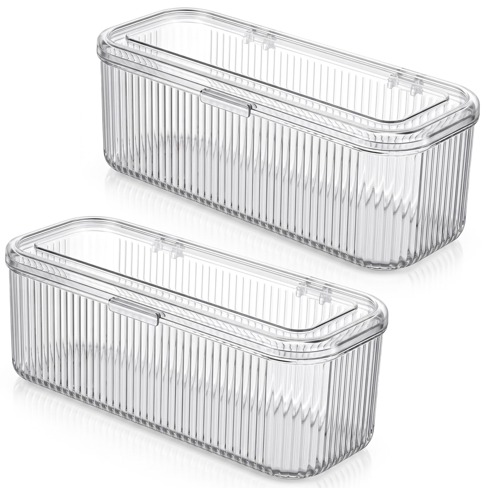 2pcs Clear Acrylic Makeup Brush Holder, Cosmetic Display Cases for Vanity