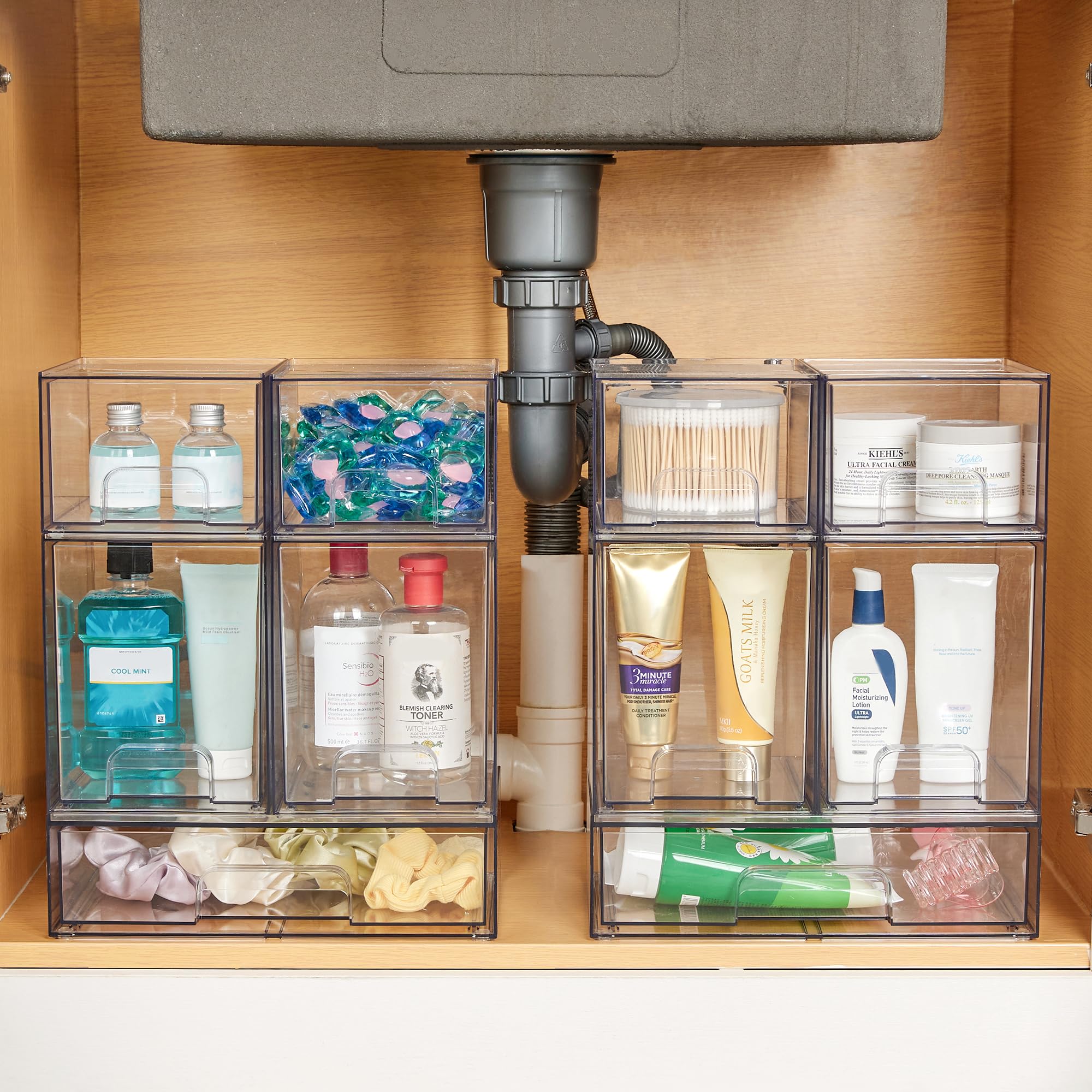 Vtopmart Stackable Storage Drawers Set Of 5, Clear Plastic Organizer Bins For Beauty Supplies,Ideal For Vanity, Bathroom,Cabinet