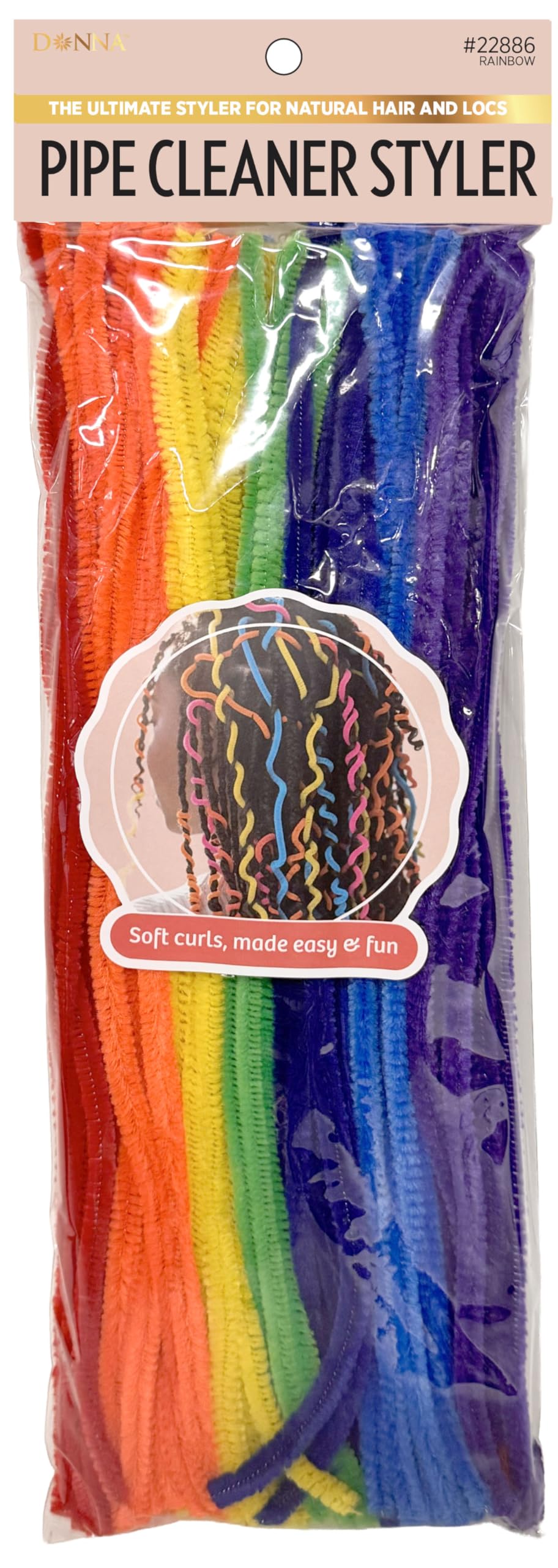 DONNA Pipe Cleaner Styler for Natural Hair and Locs  Flexible Hair Rollers for Soft Curls and Spiral Waves  Heatless Hair Styl