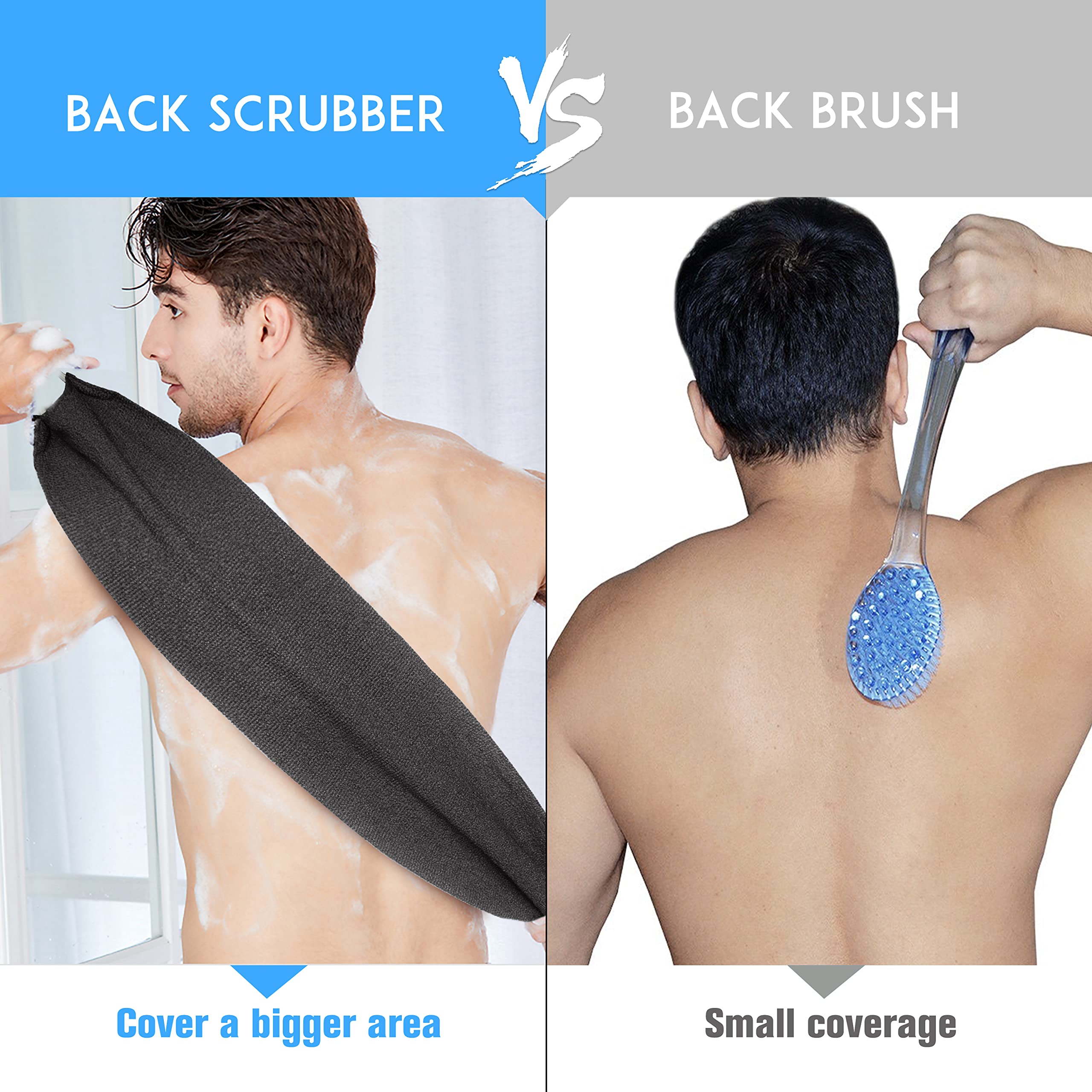 Evridwear Exfoliating Back Scrubber With Handles Two Sides For Body Shower Deep Cleans Skin Massages Invigorating Blood Circulat