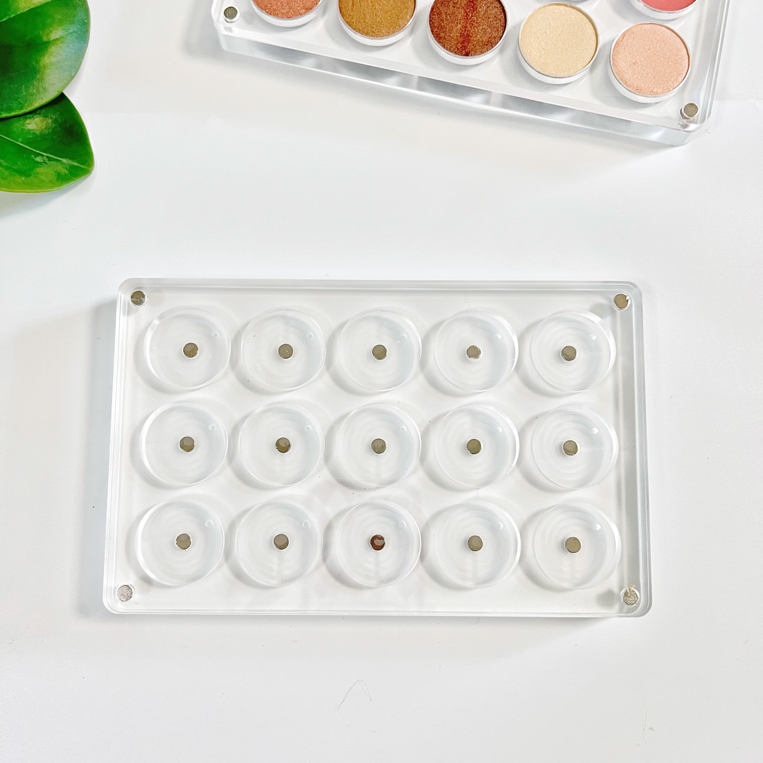 UDTIP Acrylic Magnetic Eyeshadow Palette - 26mm, 15 Holes, All Transparent, Elegant Design