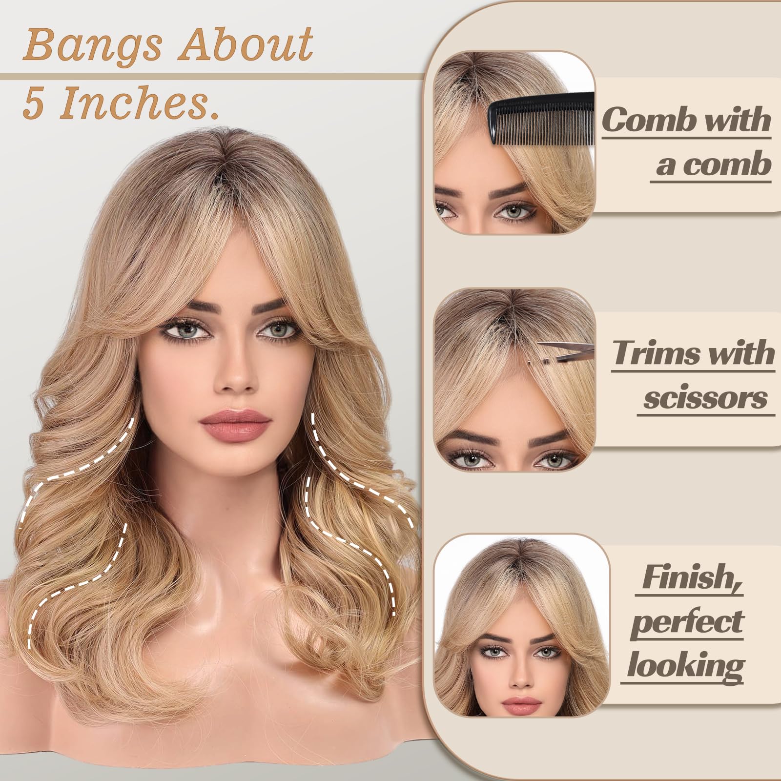 Emmor Short Curly Wigs With Fringe