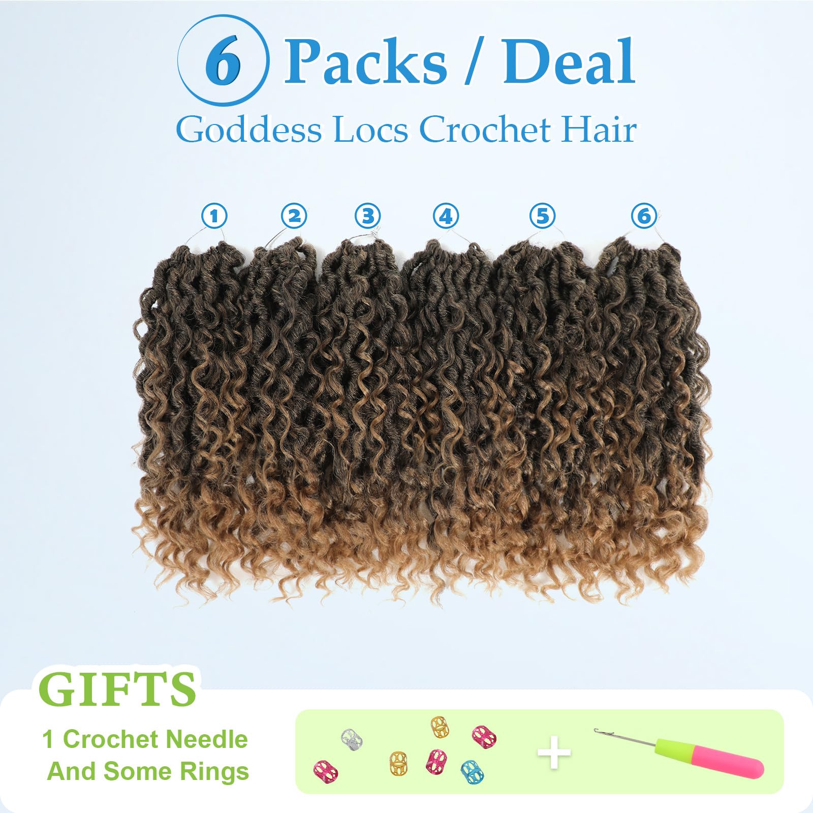 Forevery Faux Locs Crochet Hair 14 Inch Goddess Locs Crochet Hair 6 Packs Prelooped Crochet Hair For Black Women Crochet Boho Lo