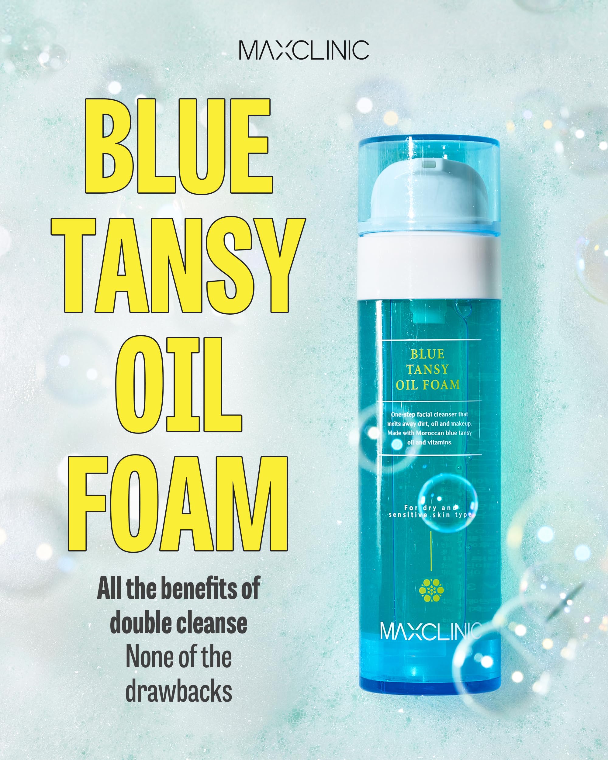 Maxclinic [K-Beauty] Blue Tansy Cleansing Oil To Foam | Daily Face Wash Oil Based Cleanser To Foam | Korean Oil Foaming Face Cle