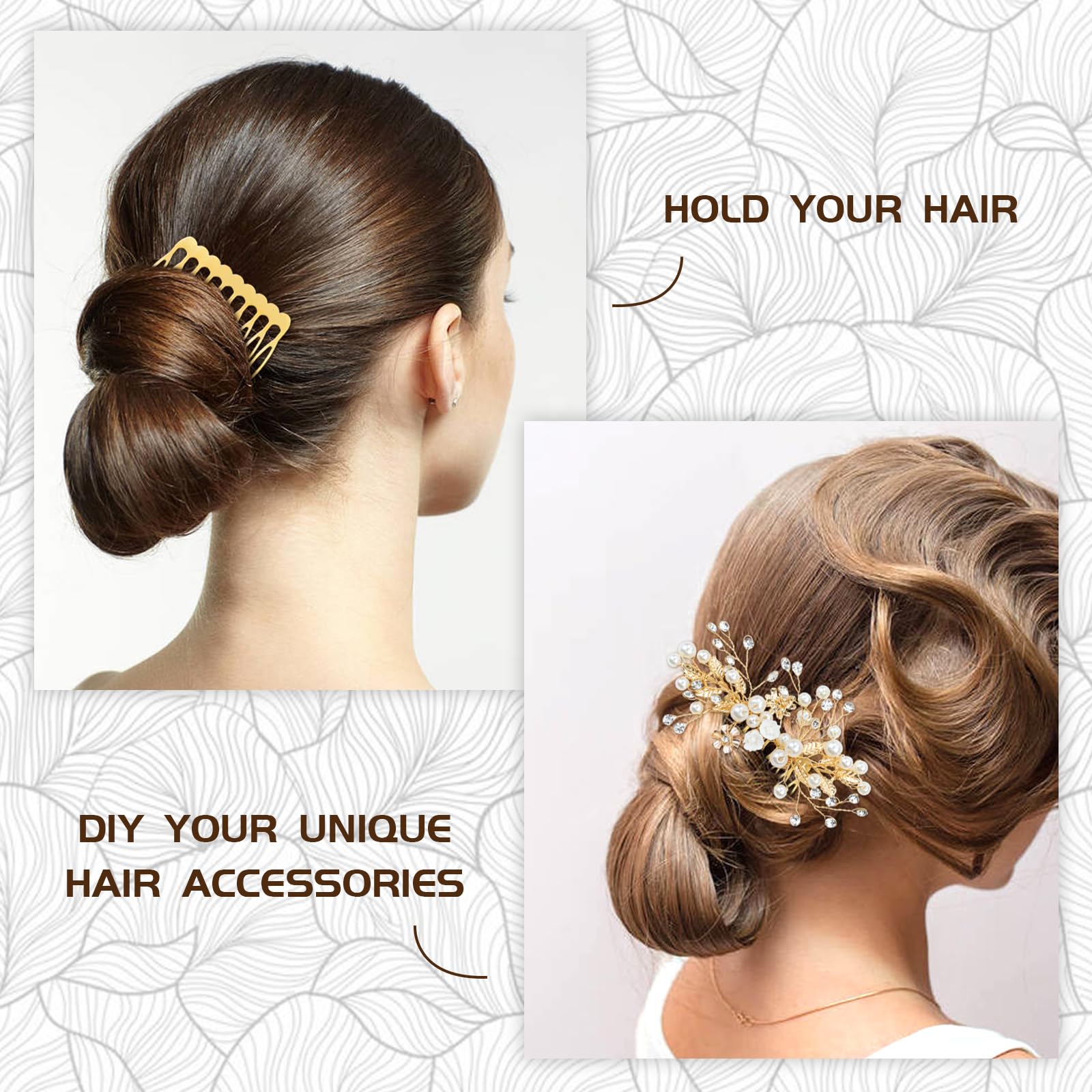 Cinaci 30pcs Small Plain Blank DIY Craft Gold Metal Hair Side Combs Slides with 10 Teeth Wedding Bridal Veil Combs Headpieces Fr