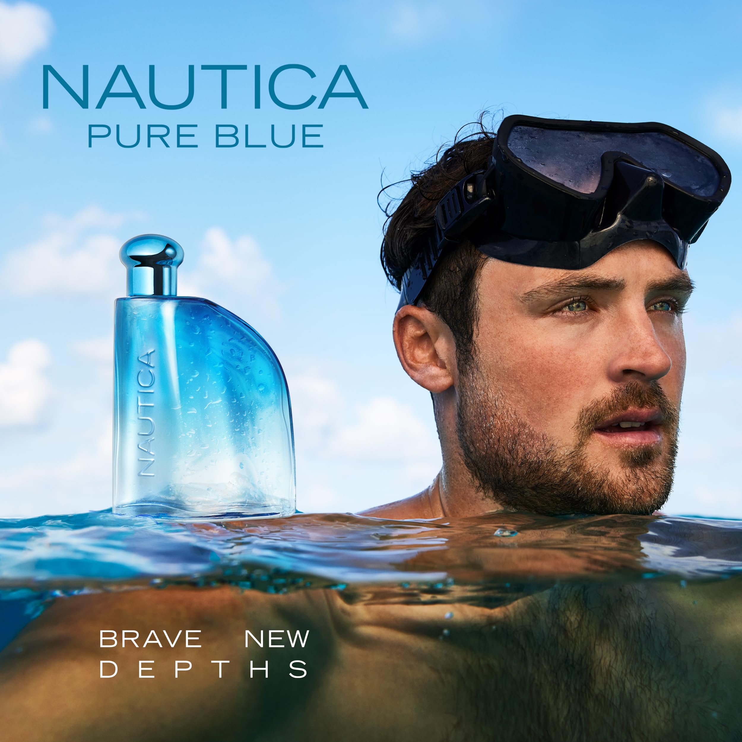 Nautica Pure Blue Eau De Toilette 1.6 Fl Oz (Pack Of 1), Notes Of Eucalyptus, Leather, And Vanilla, Men'S Fragrance, Long Lastin