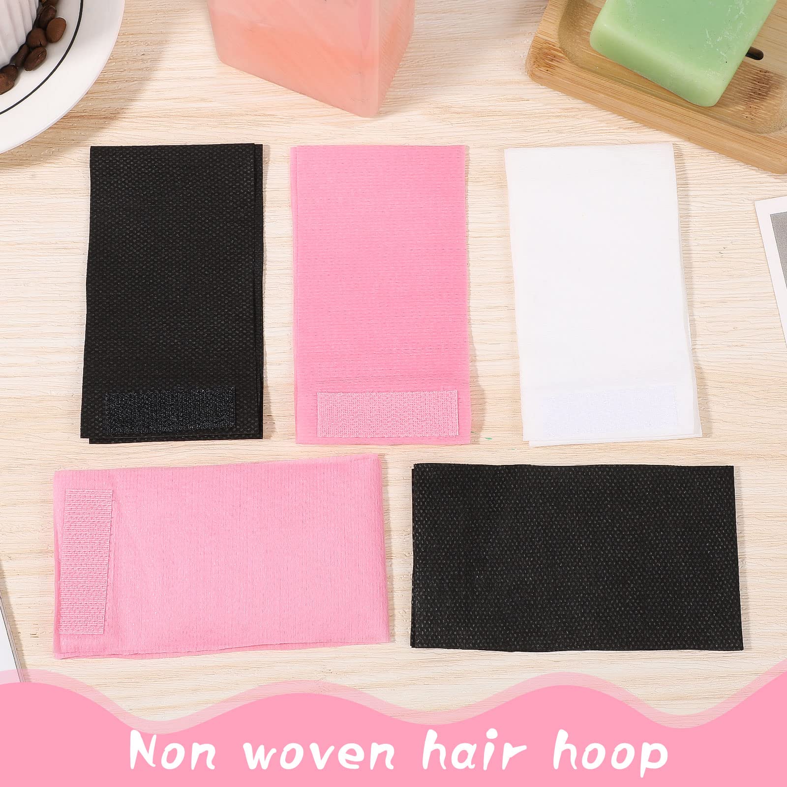 Pimoys 30 Count Disposable Headbands For Facials, Women'S Skincare, Makeup, Bath, Sport, White, Black, Pink