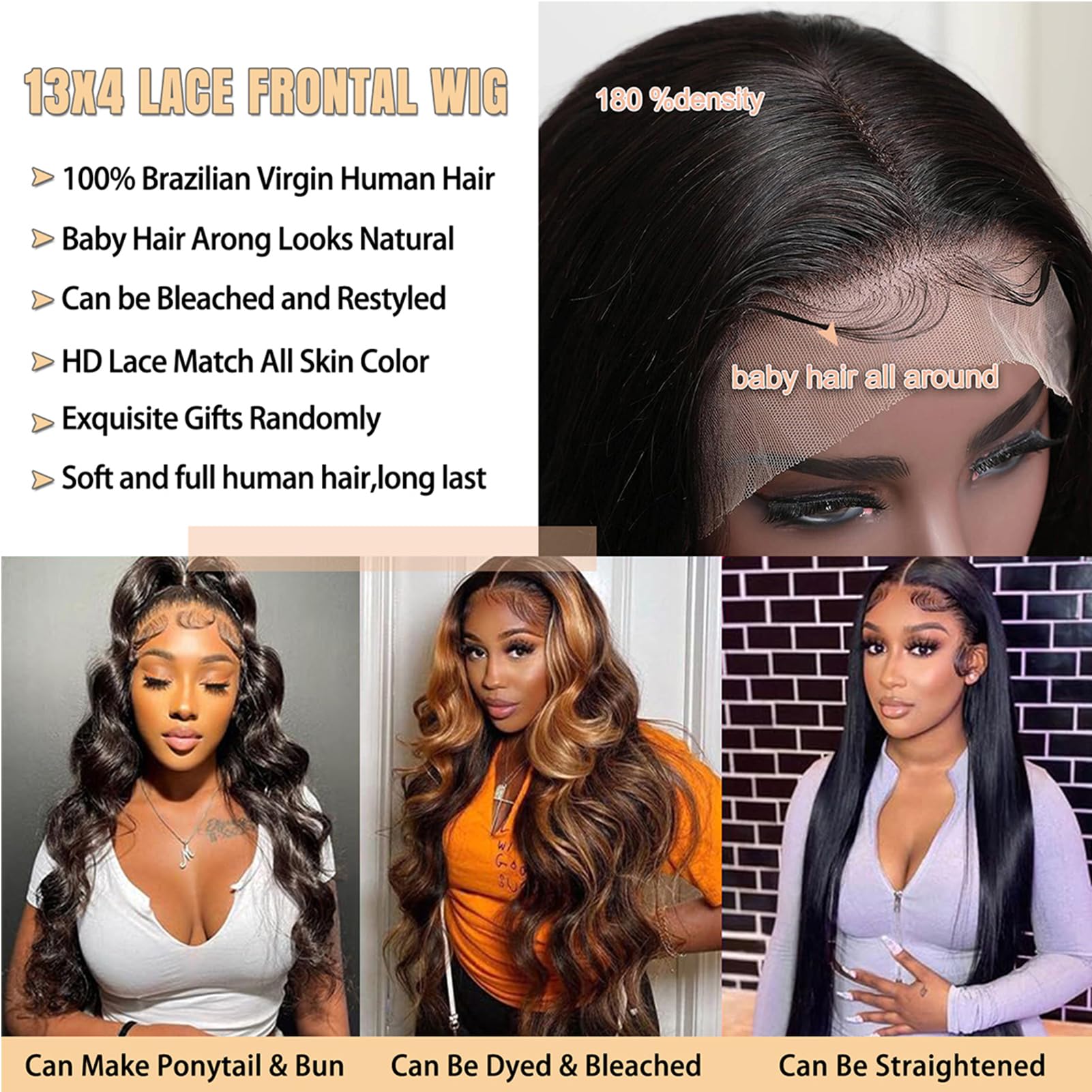 Royal Impression Body Wave Lace Front Wigs Human Hair Pre Plucked 13X4 Hd Lace Frontal Wigs Human Hair 180% Density Transparent