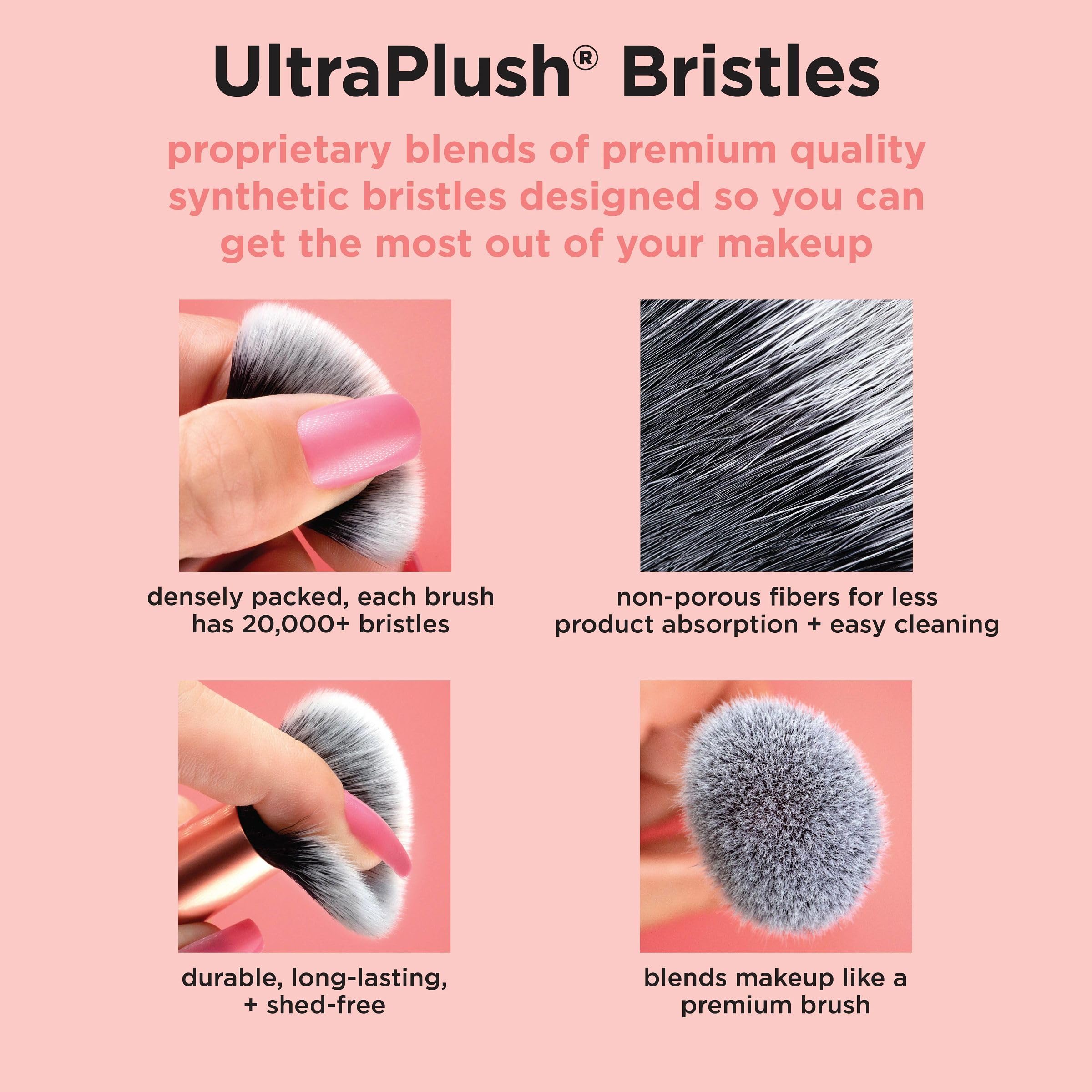 Real Techniques Tapered Cheek Makeup Brush, For Blush, Highlighter, Loose, Or Pressed Powder, Soft, Synthetic Bristles, Precise