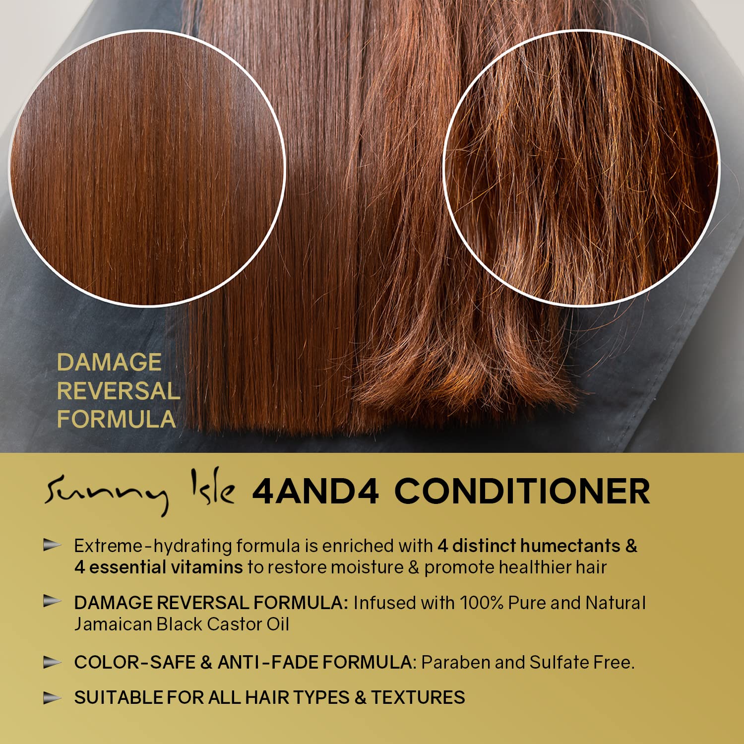 Sunny Isle 4AND4 Conditioner 1 Gallon | Professional Grade Formula | Paraben & Sulfate Free | 4 Distinct Humectants & 4 Essentia