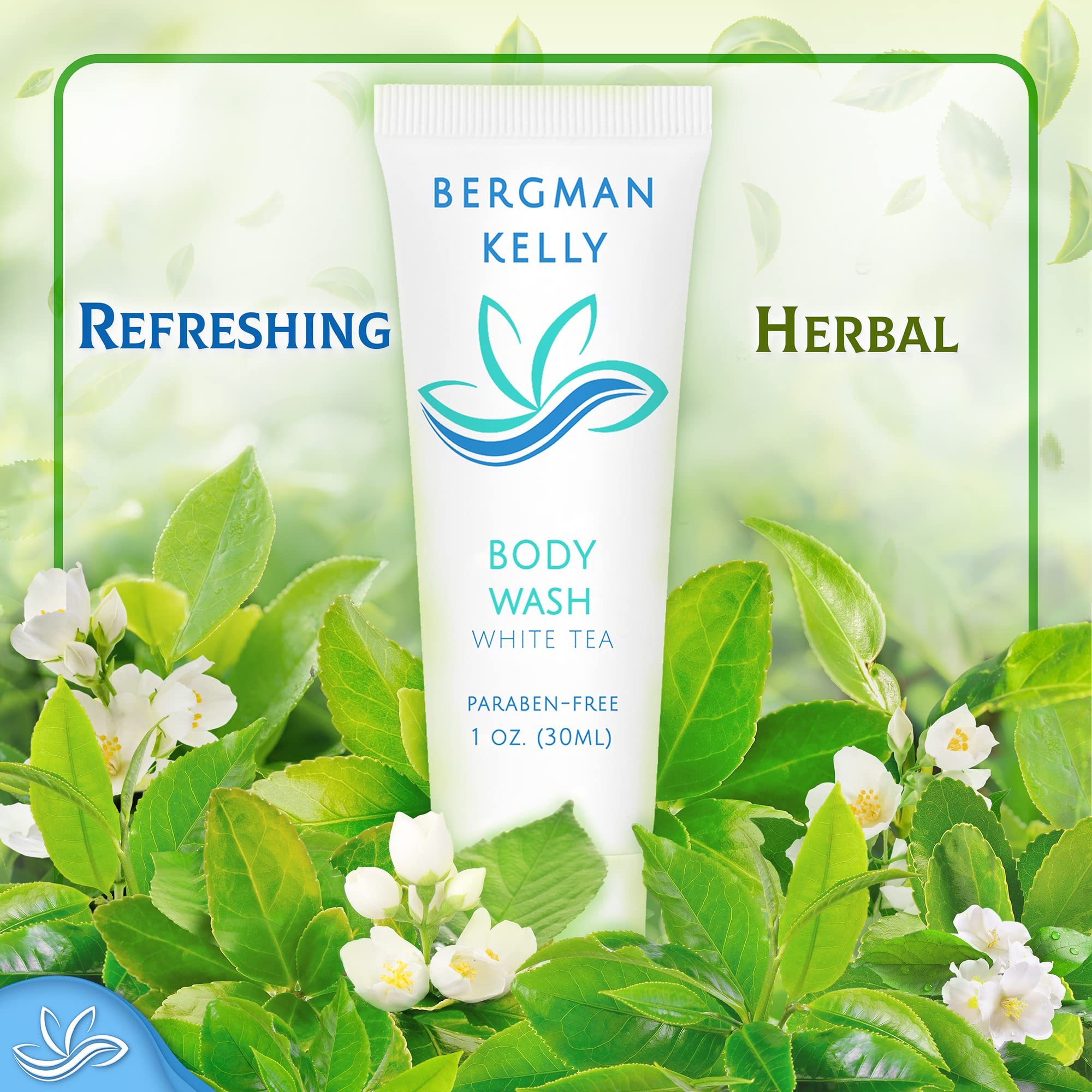 Bergman Kelly Travel Size Body Wash (1 Fl Oz, 100 Pk, White Tea), Delight Your Guests With A Revitalizing And Refreshing Hotel B
