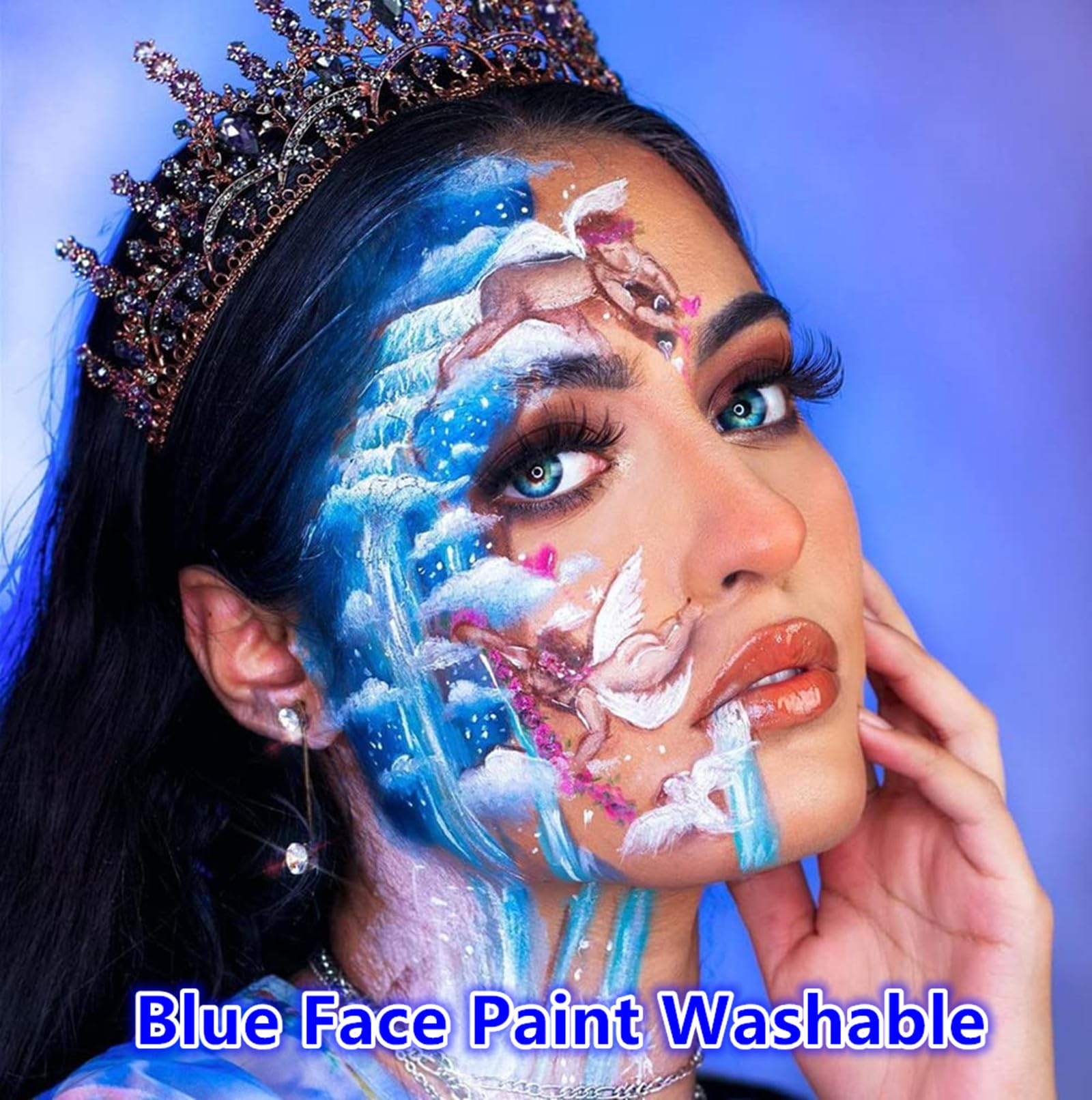 Go Ho Royal Blue Face Paint Washable,Water Based Cream Blue Face Body Paint,Halloween Cosplay Sfx Smurf Mystique Avatar Clown Ma