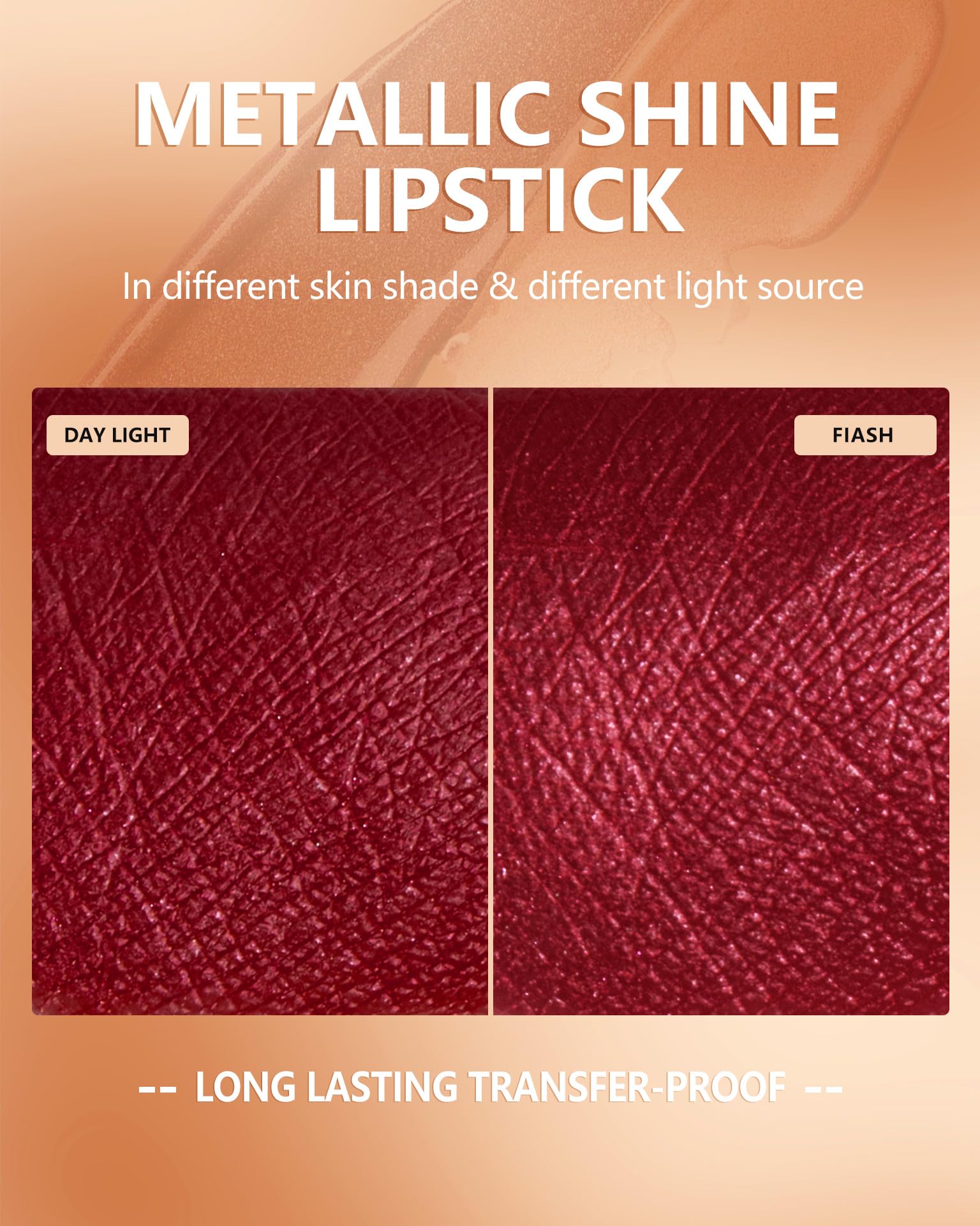 Maki Yika Dark Red Lipstick For Women Metallic Lipsticks Glitter Long Lasting Lipstick No Smudge No Transfer Liquid Pink Lip Glo