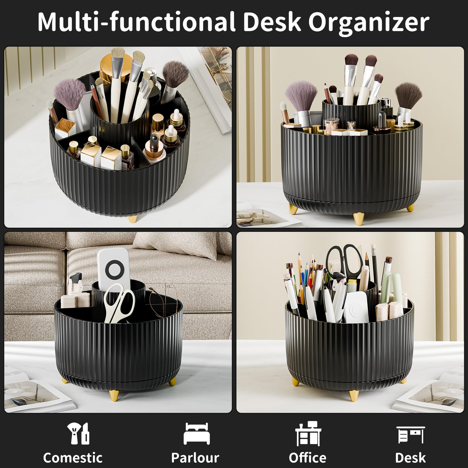 360 Rotate Makeup Brush Holder Organizer, Makeup Organizers Countertop, Makeup Organization And Skincare Storage With Gift Box P