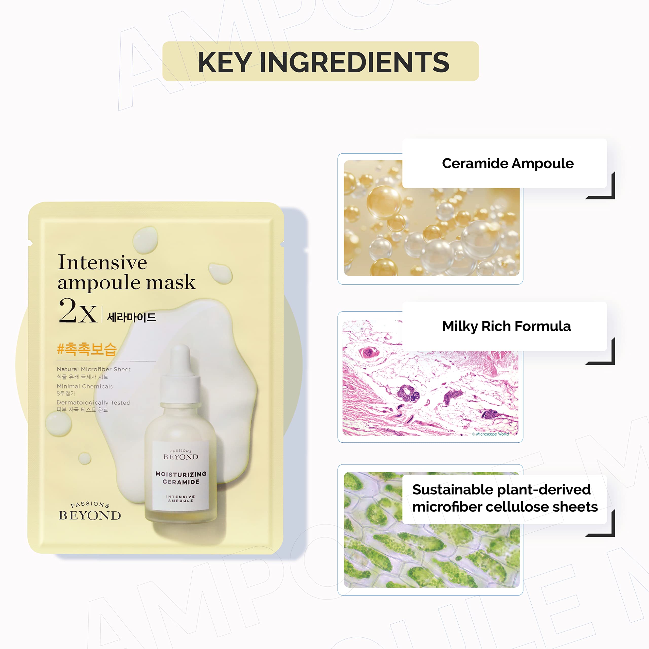 Beyond Intensive Ampoule Mask 2X Ceramide For Hydrating And Moisturizing Care For Dry And Sensitive Skin - Hypoallergenic Facial