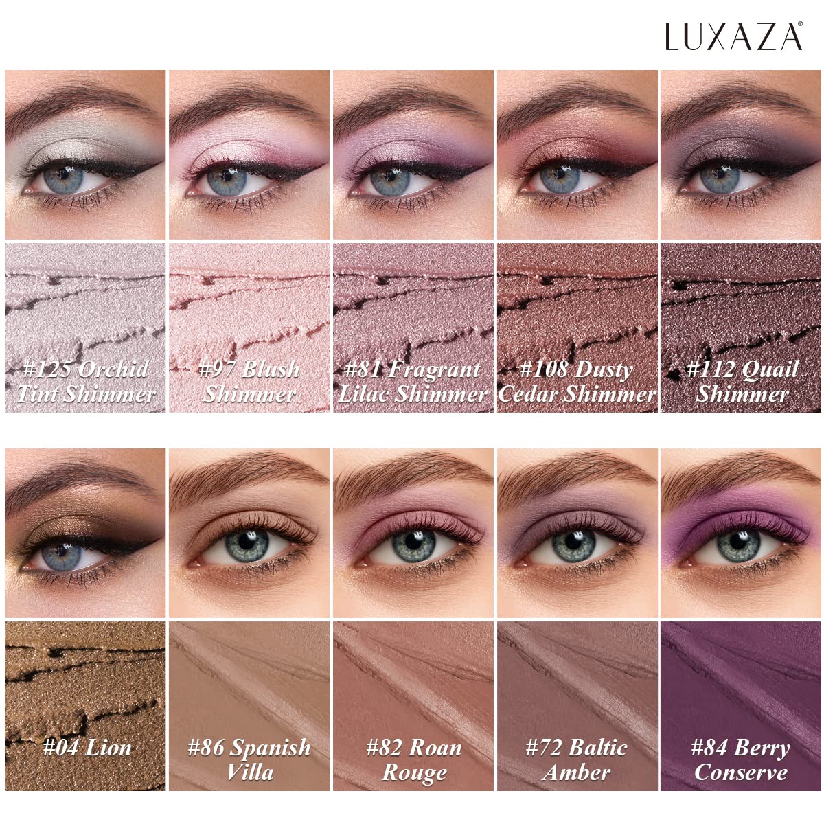 LUXAZA 10PCS Eyeshadow Stick Set, Shimmer And Neutral Brown Metallic Eye Shadow sticks,Cream Eyeshadow Pencil Crayon with Smudge