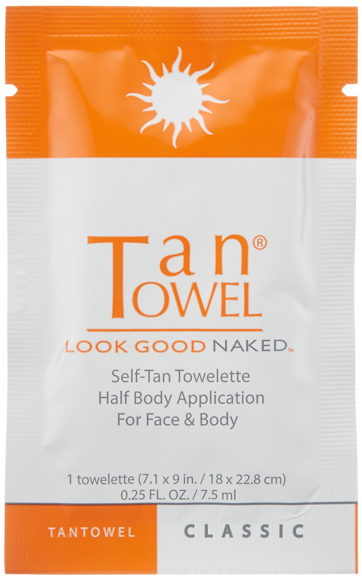 Tan Towel Classic Self Tan Towlettes Half Body Aplication 50 X 0.25 Oz, 50count