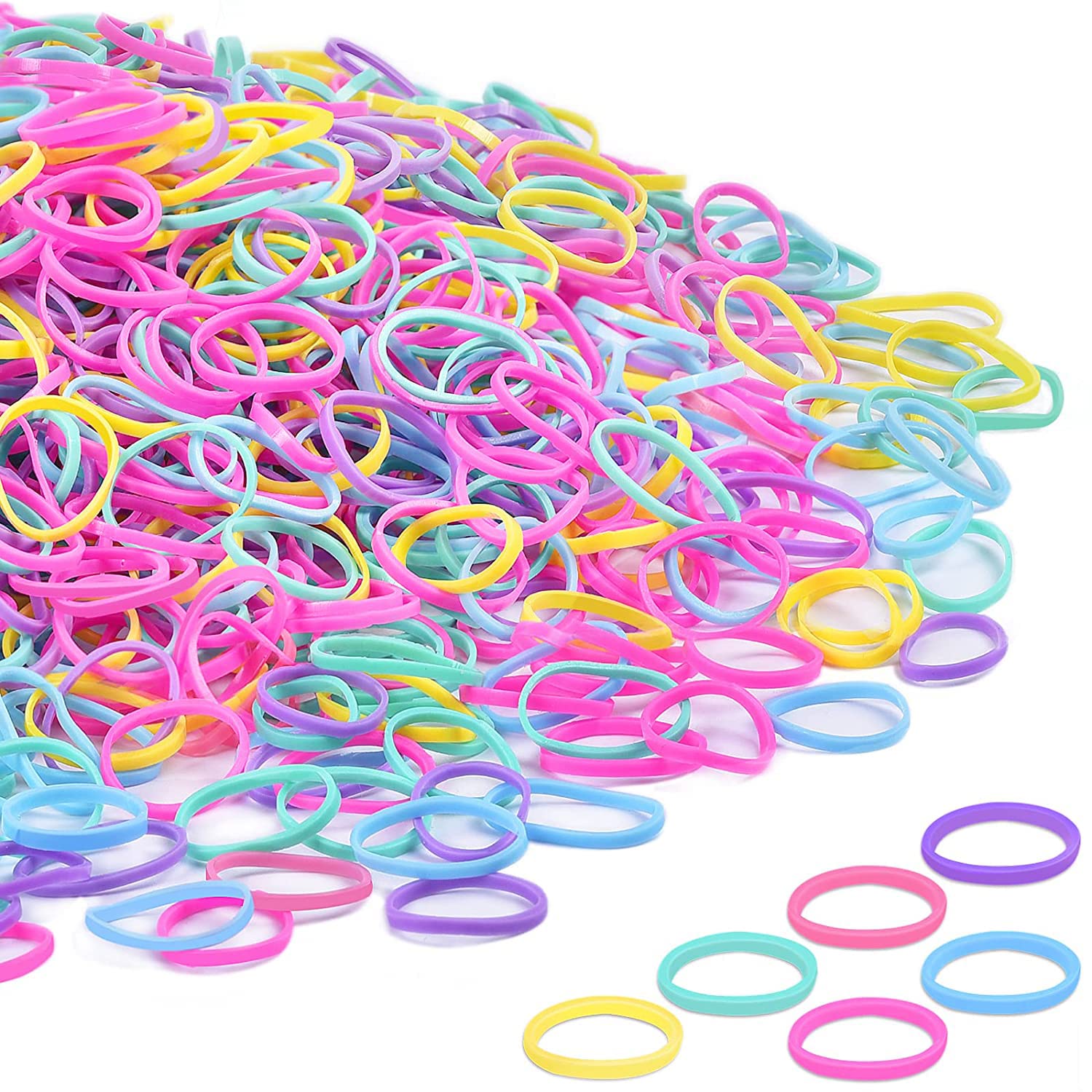 Colored Rubber Bands For Hair,Tsmaddts 1500Pcs Hair Elastics No Damage For Girls Kid Hair Braids,Small Clear Elastic Hair Ties(1