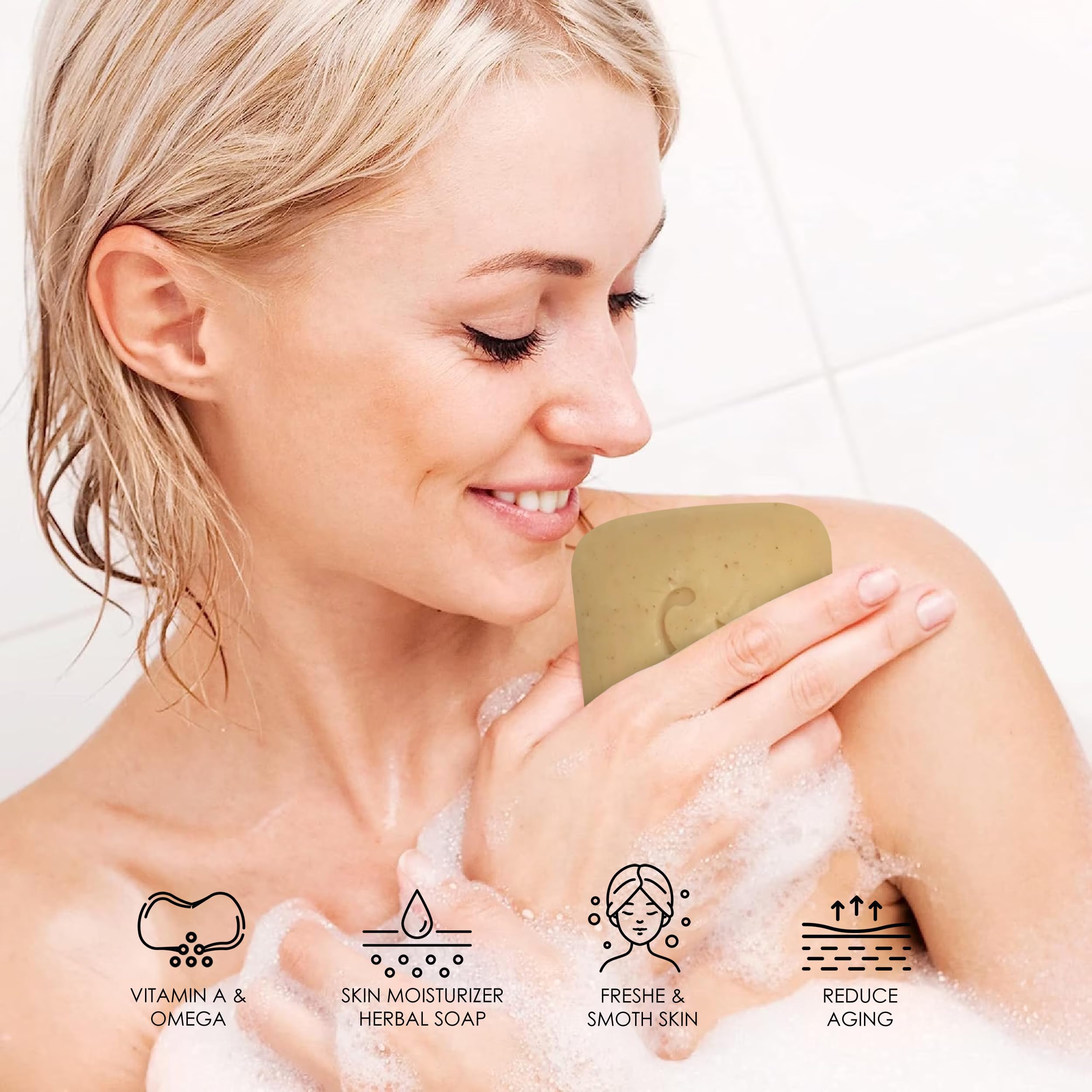 HERBOGANIC Turmeric Herbal Soap | Pack of 6 of 5oz soap Bar | Natural Bar Soap for Face and Body | Hydrating and Nourishing | Su