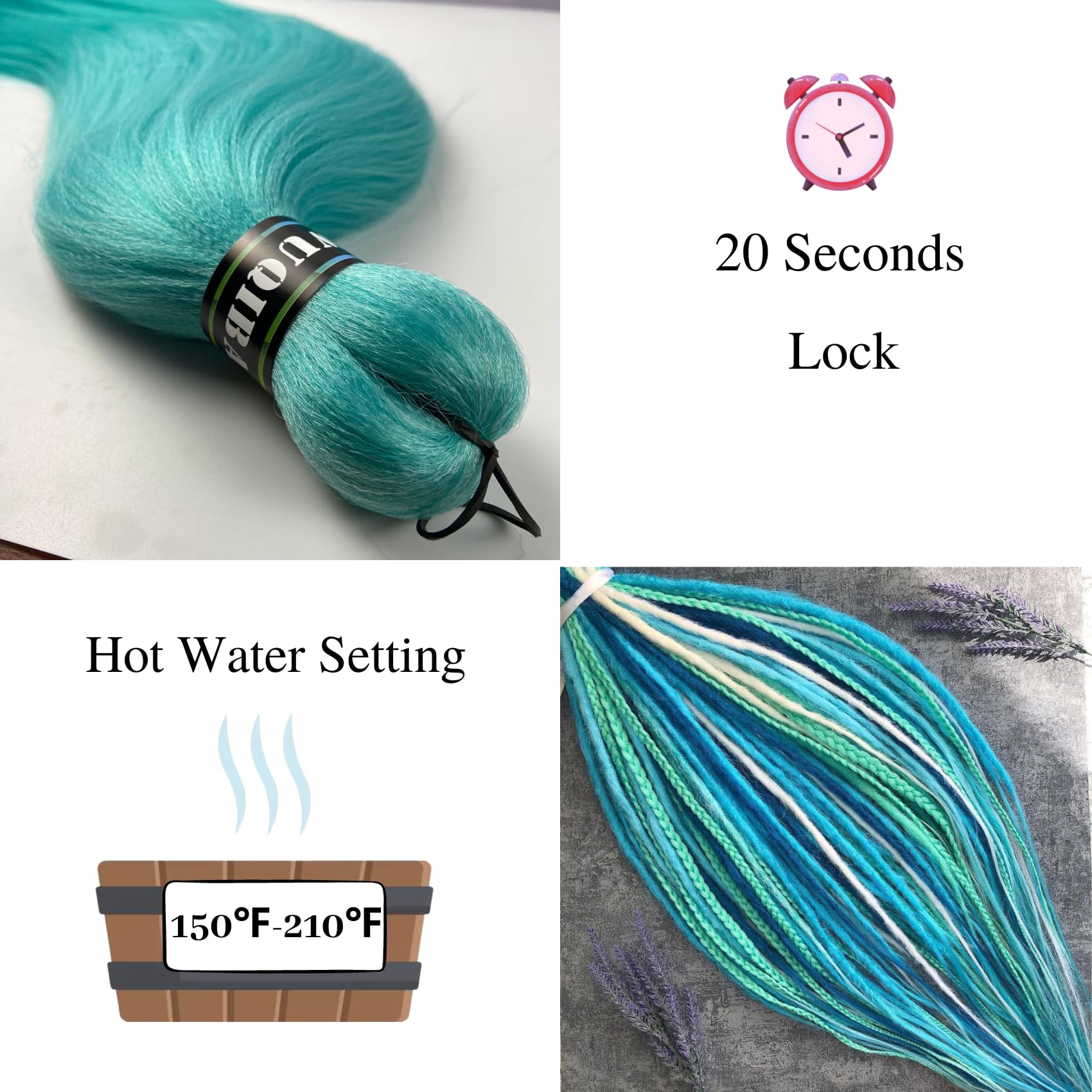 Bright Pastel Aqua Blue Braiding Hair Pre stretched Kanekalon Human Braiding Hair Extensions Feed in Braids