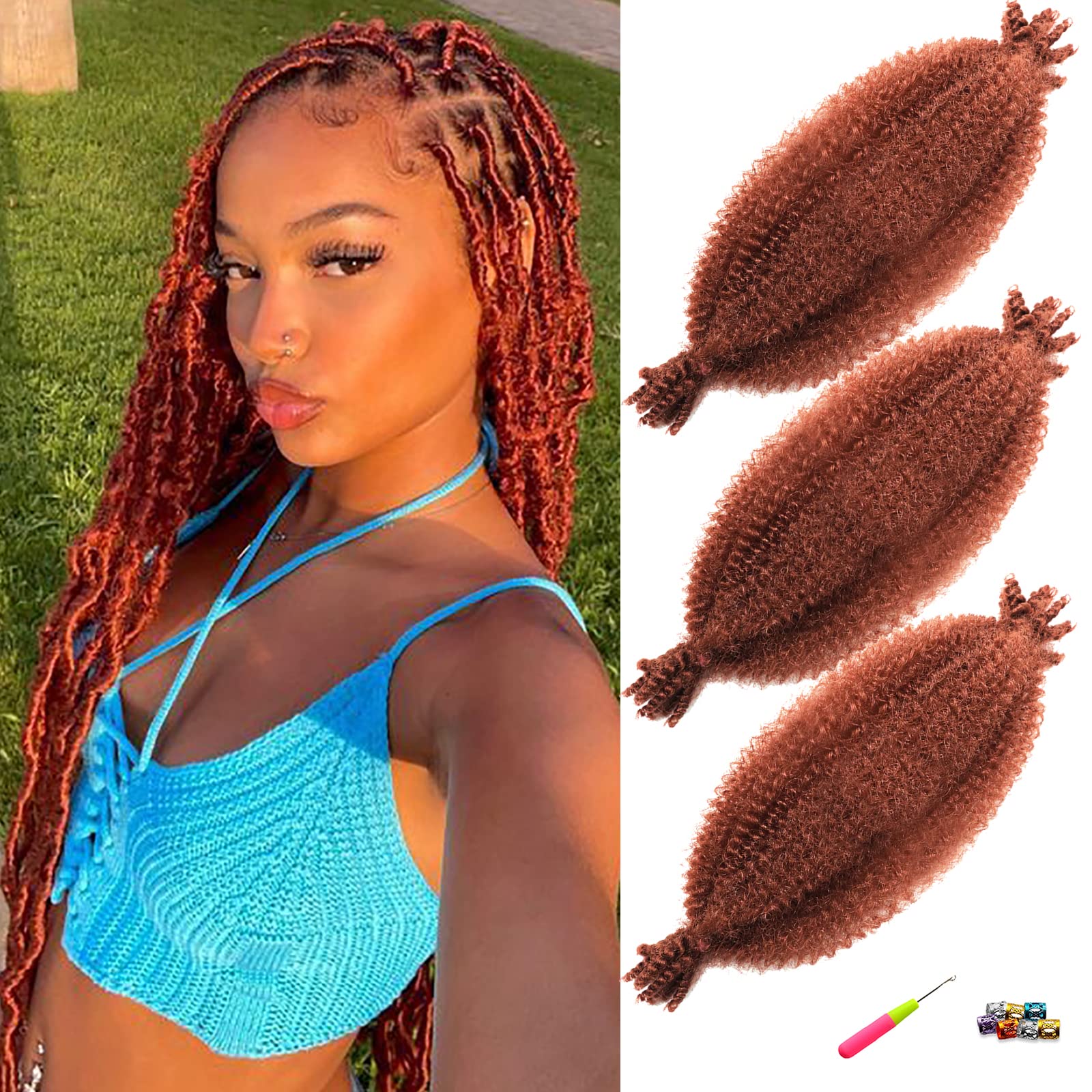Marley Twist Braiding Hair Ginger 350 Marley Hair 18 Inch 3 Packs Cuban Twist Hair for Crochet Braids Passion Twist Hair Soft Lo