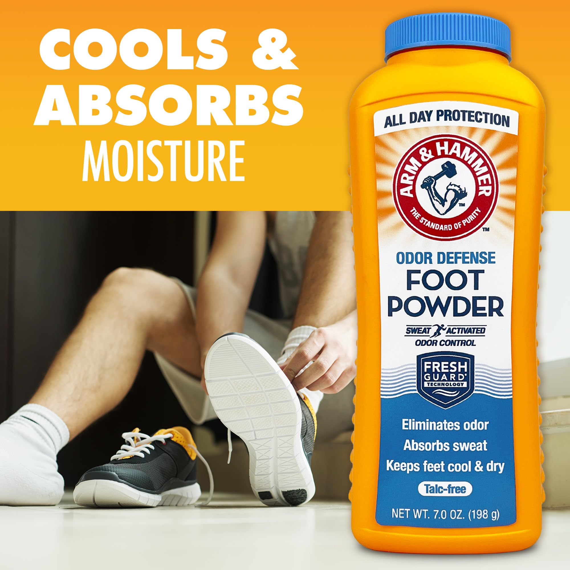 Arm & Hammer Foot Powder For Shoes & Feet, Talc-Free Odor & Moisture Control For Men & Women, 7 Oz (3 Pack)